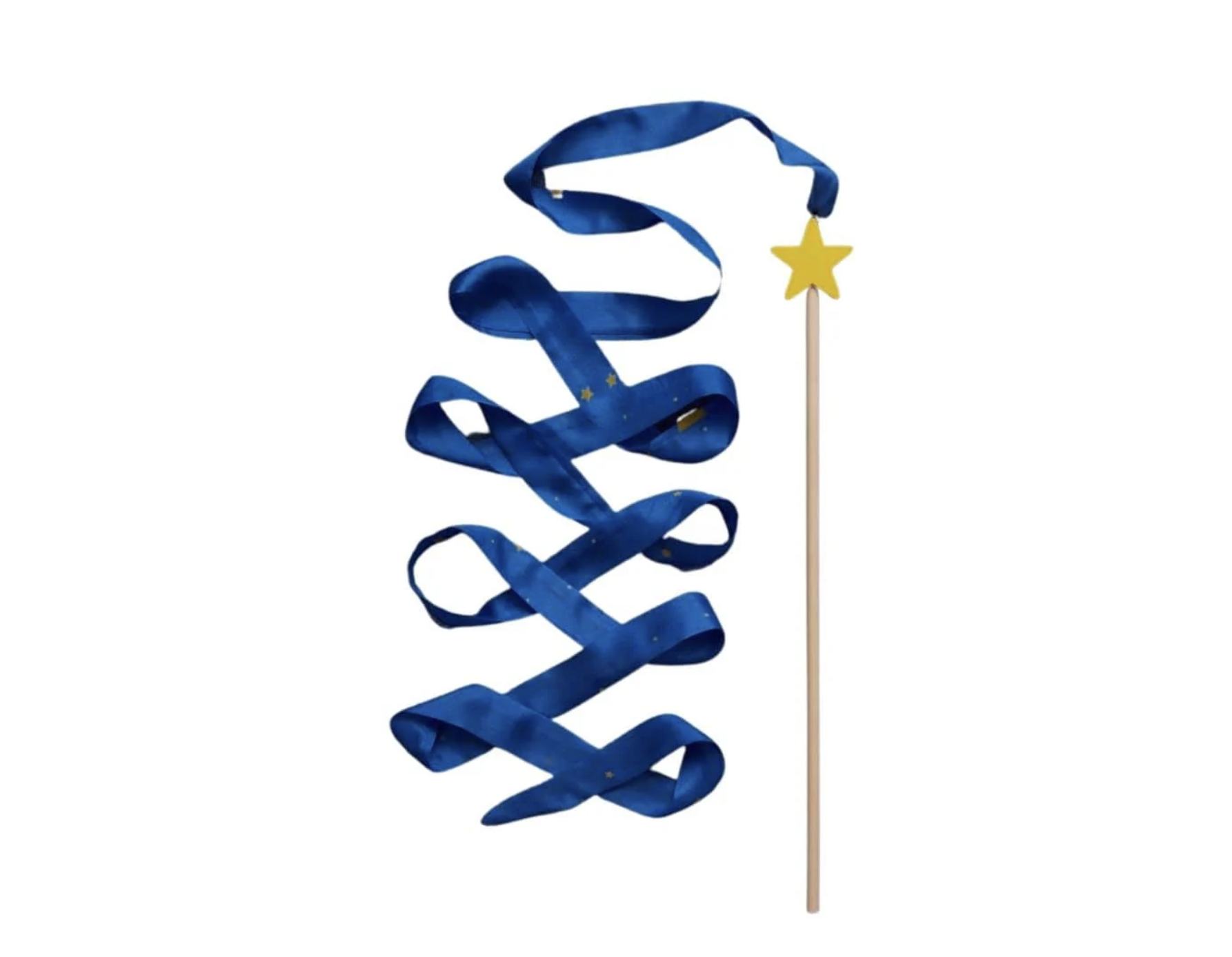 Rhythmic gymnastics ribbon with blue ribbon and star