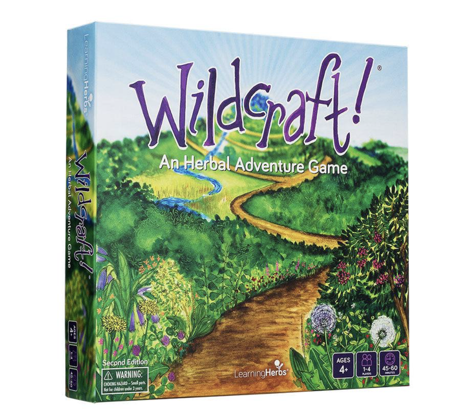 Wildcraft board game box featuring a nature-themed design with a winding path, plants, and a blue sky.