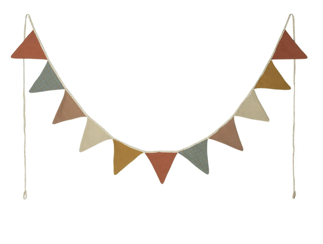 Multicolored bunting with triangular flags on a string