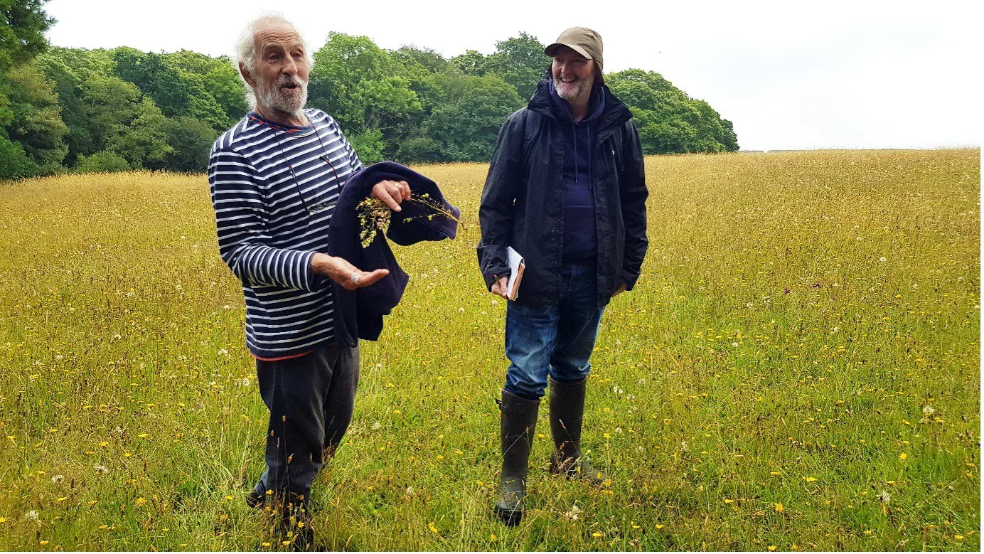   Charlie Pugh, farmer at Goongillings, with Ian Bennallick, County Plant Recorder.  