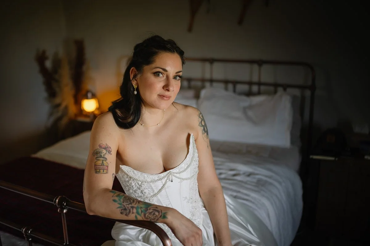 Bride enjoying a quiet morning before her Ireland elopement