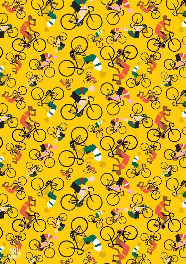 cyclists on yellow, Sabeth Elberse Studio