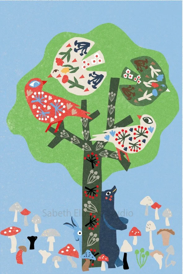 Folky forest illustration, Sabeth Elberse Studio