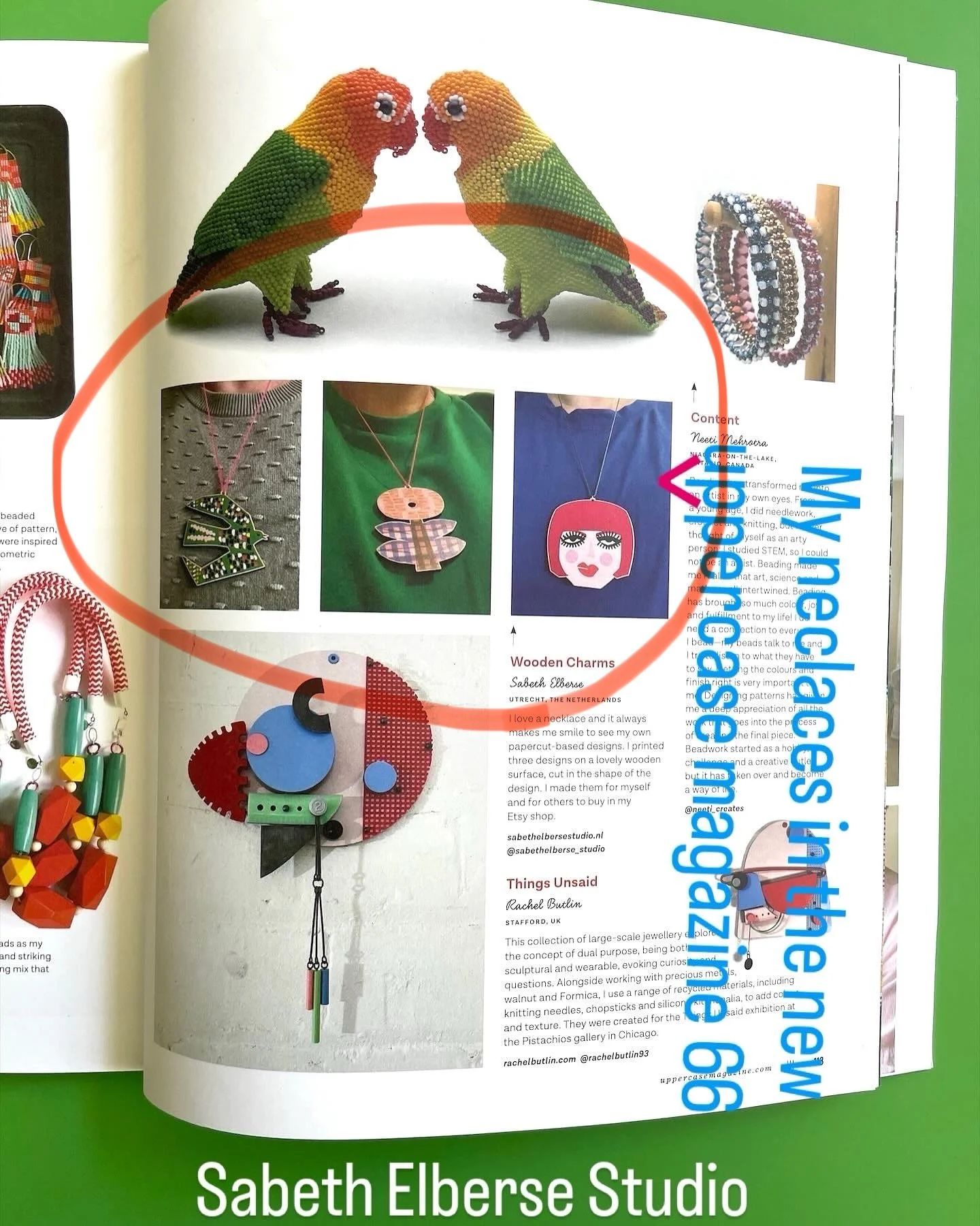 publication wooden charms in Uppercase magazine 66, 2025