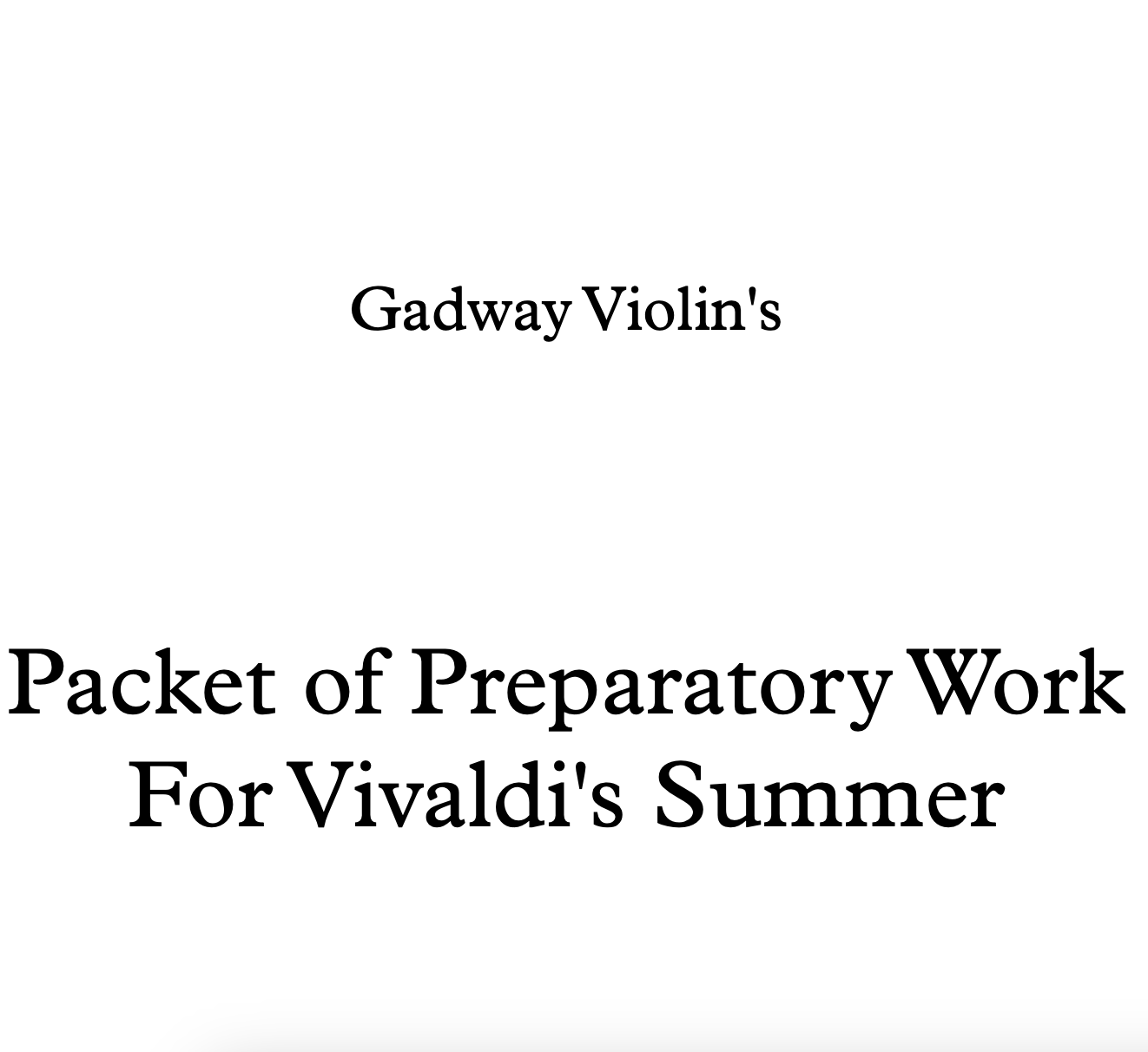 Packet of Preparatory Work for Vivaldi's Summer