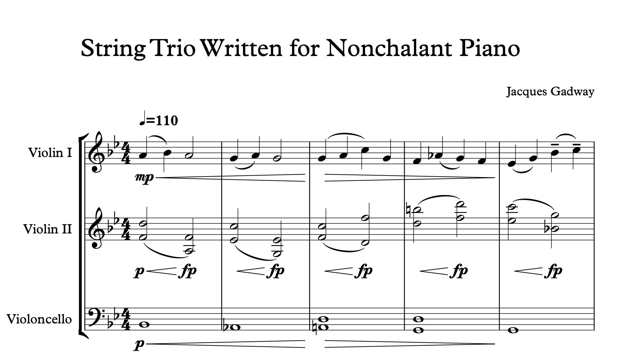 String Trio Written for Nonchalant Piano