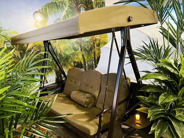 Spa waiting room swinging chair