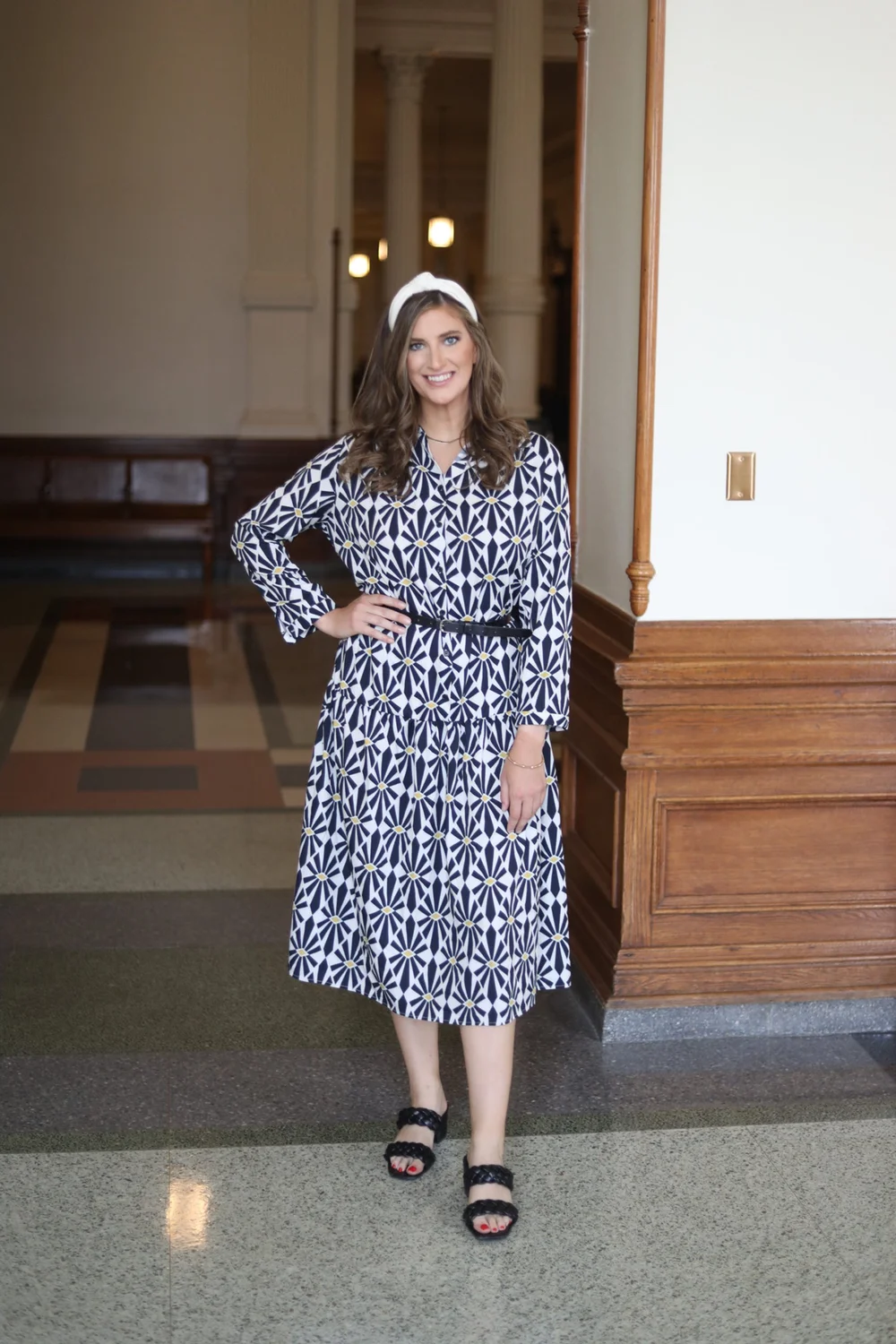 black and white daisy dress Lilia Pressed Daisy Dress Black / S
