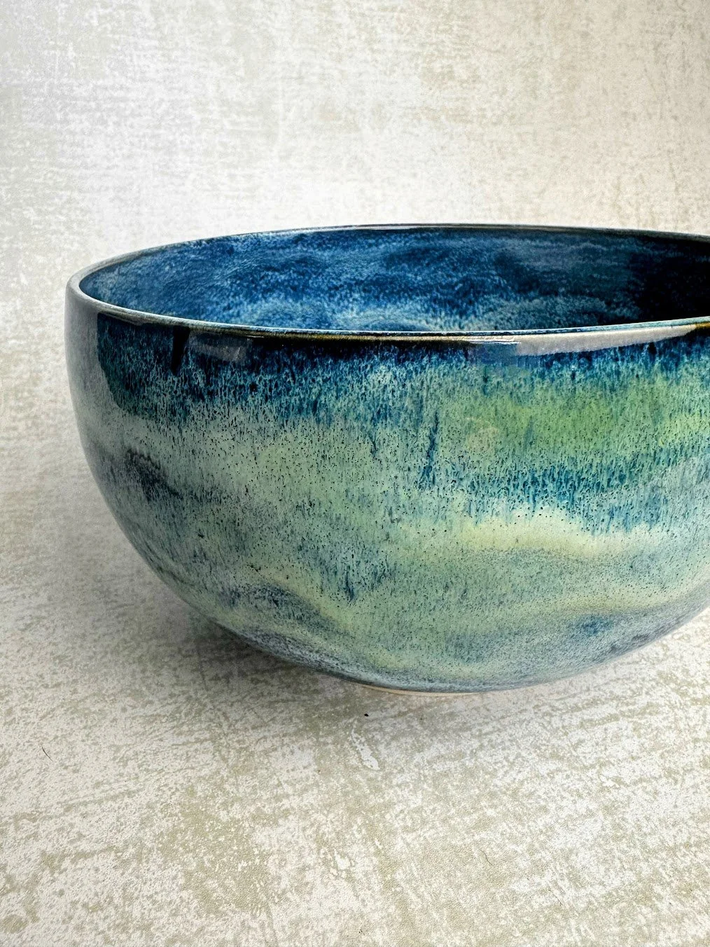 Ceramic bowl with blue and green glaze