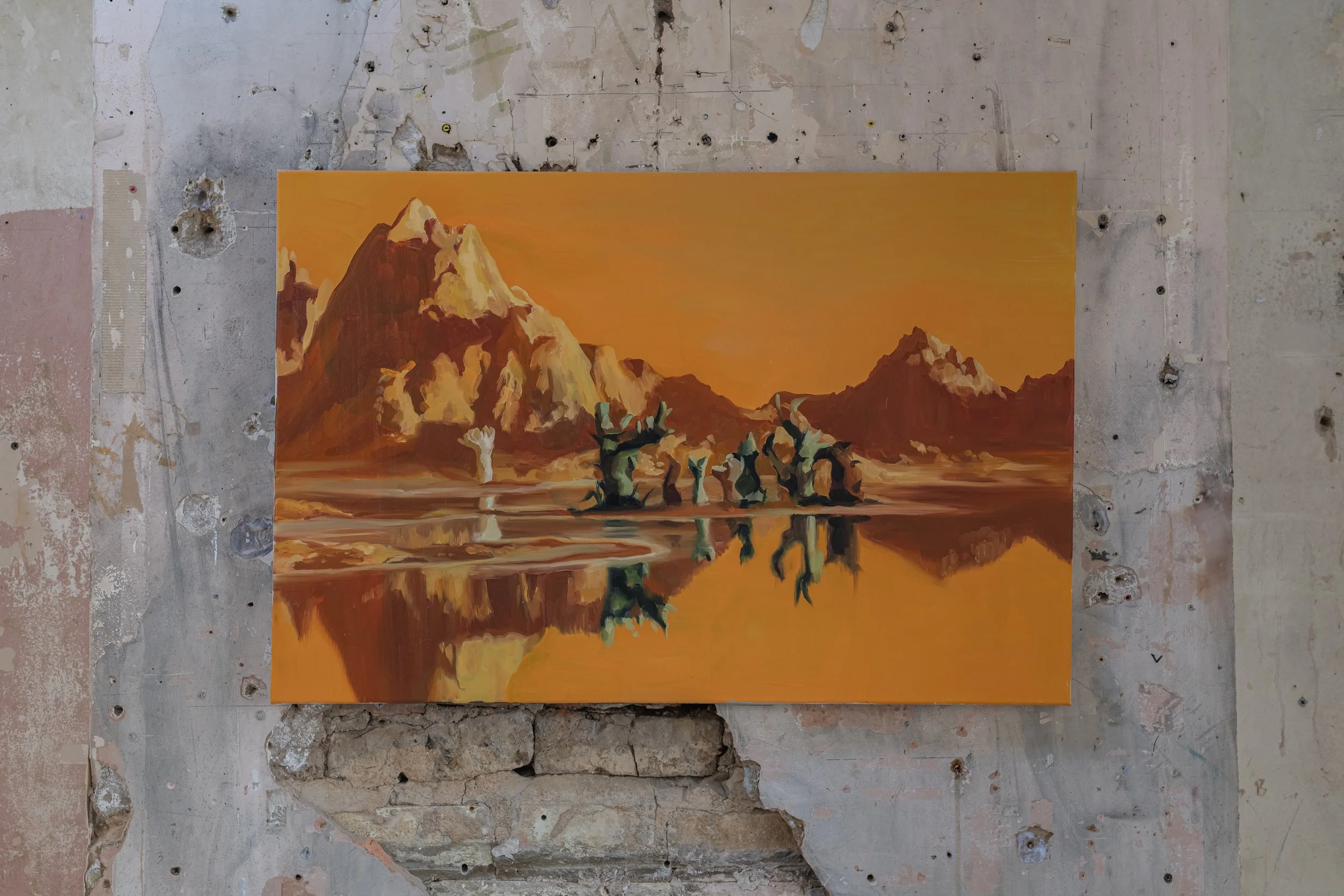 Install Shot of 'Remains', Oil on Linen, 90 x 60 cm, 2026 Safehouse, Peckham