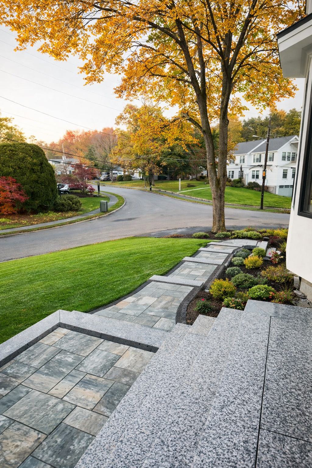 Granite Steps, paver landing/walkway areas add curb appeal to your home.