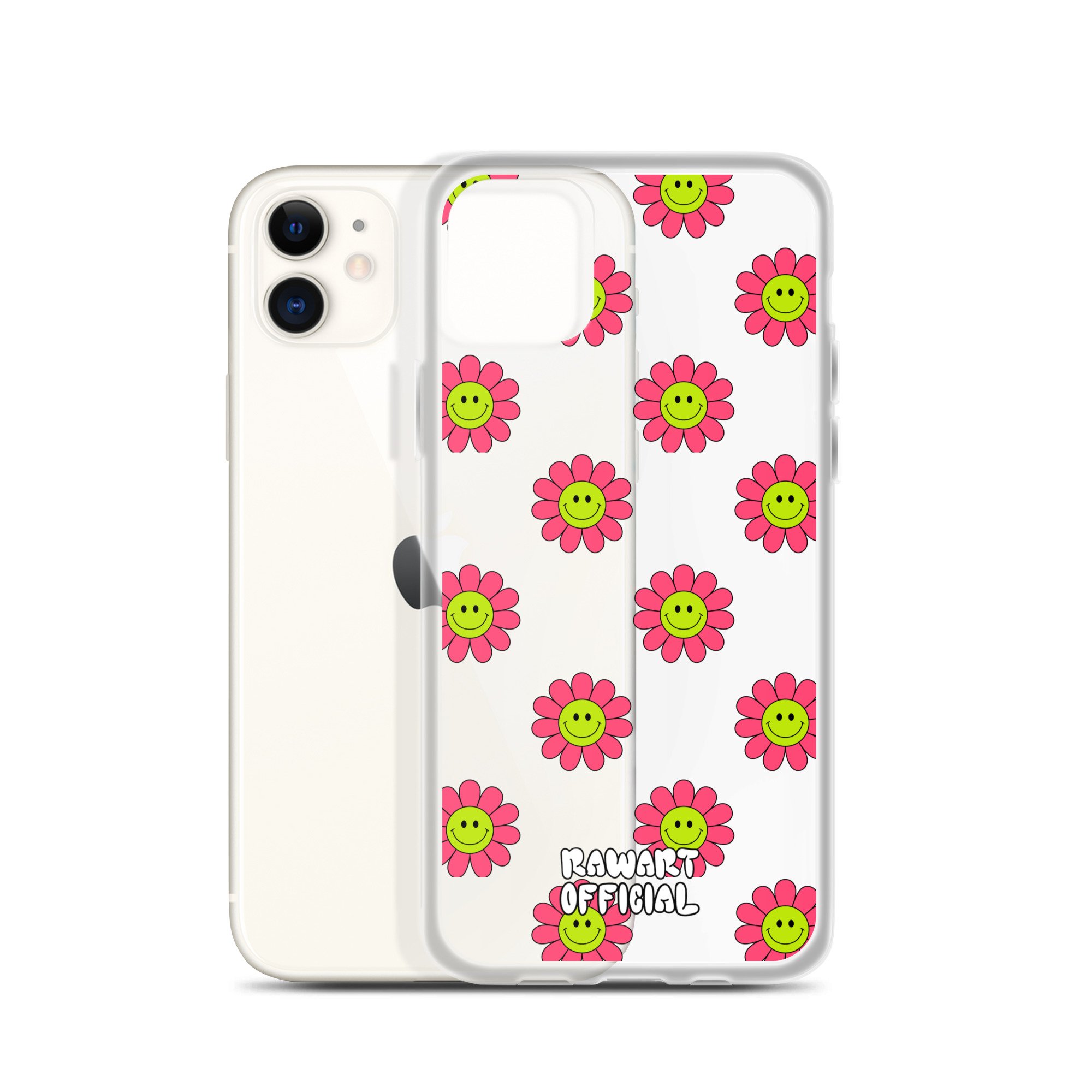 Neon Smiley Face Flower Clear Case for iPhone® - POP ARTIST @RAWARTOFFICIAL