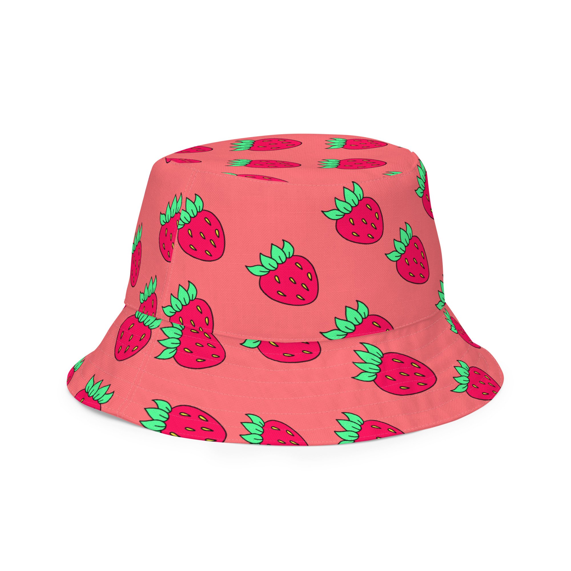 Strawberry Print Reversible Bucket Hat - POP ARTIST @RAWARTOFFICIAL