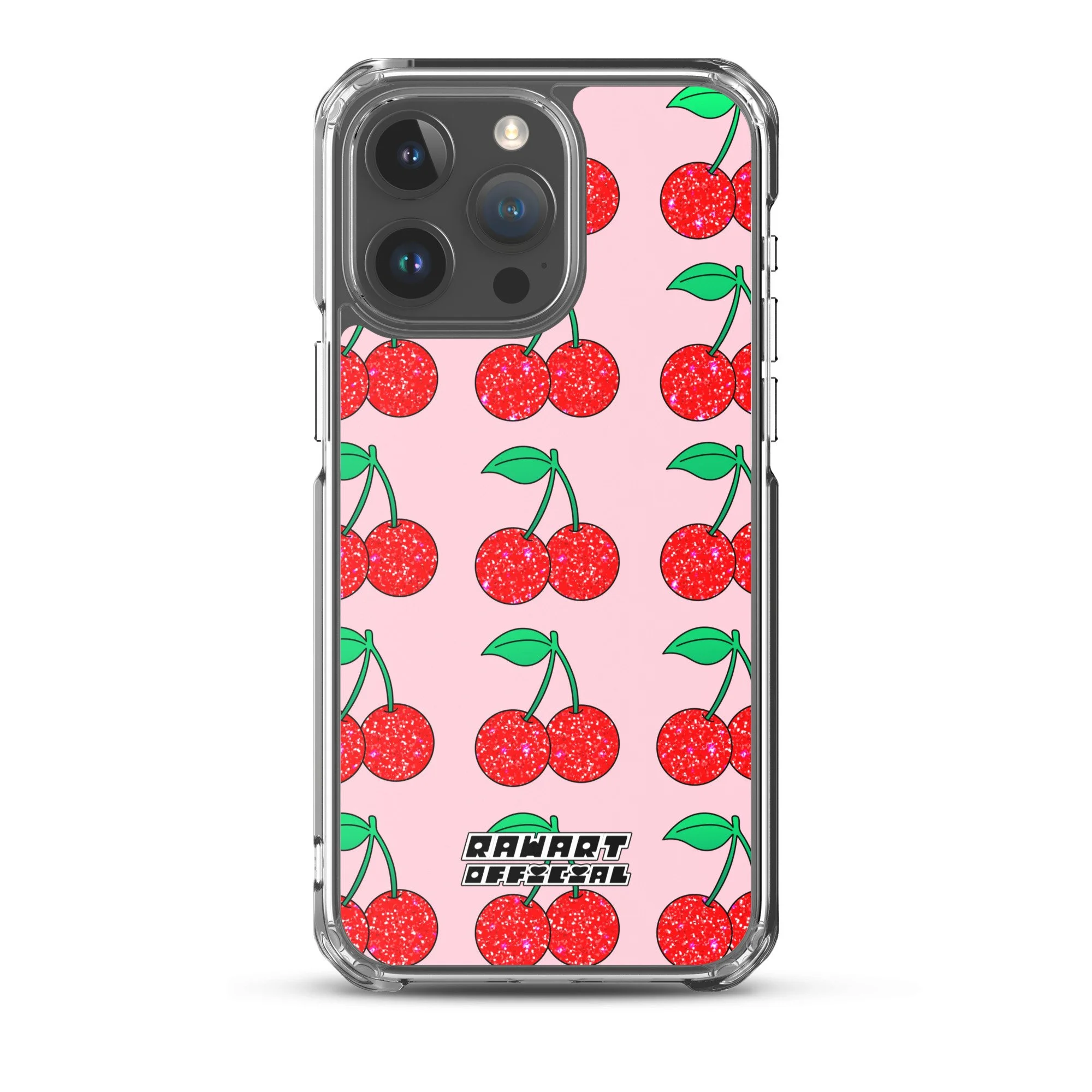 🍒✨ Y2K Glitter Cherry Clear iPhone® Case │ MagSafe® Snap-On ✨🍒 - POP ARTIST @RAWARTOFFICIAL
