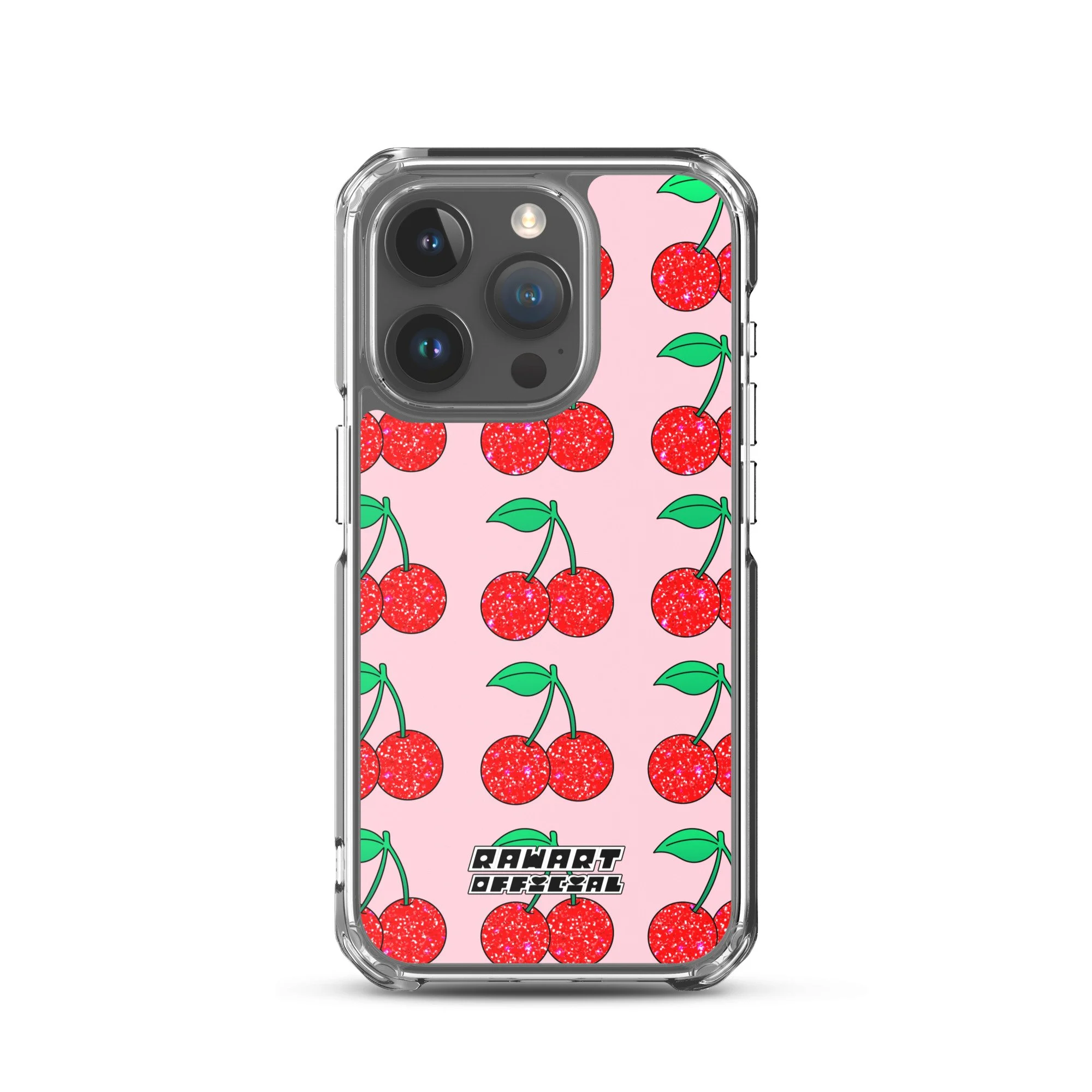 🍒✨ Y2K Glitter Cherry Clear iPhone® Case │ MagSafe® Snap-On ✨🍒 - POP ARTIST @RAWARTOFFICIAL