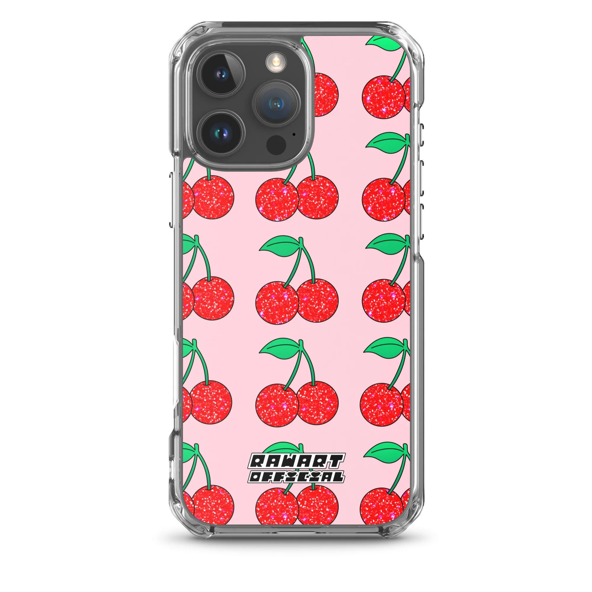 🍒✨ Y2K Glitter Cherry Clear iPhone® Case │ MagSafe® Snap-On ✨🍒 - POP ARTIST @RAWARTOFFICIAL