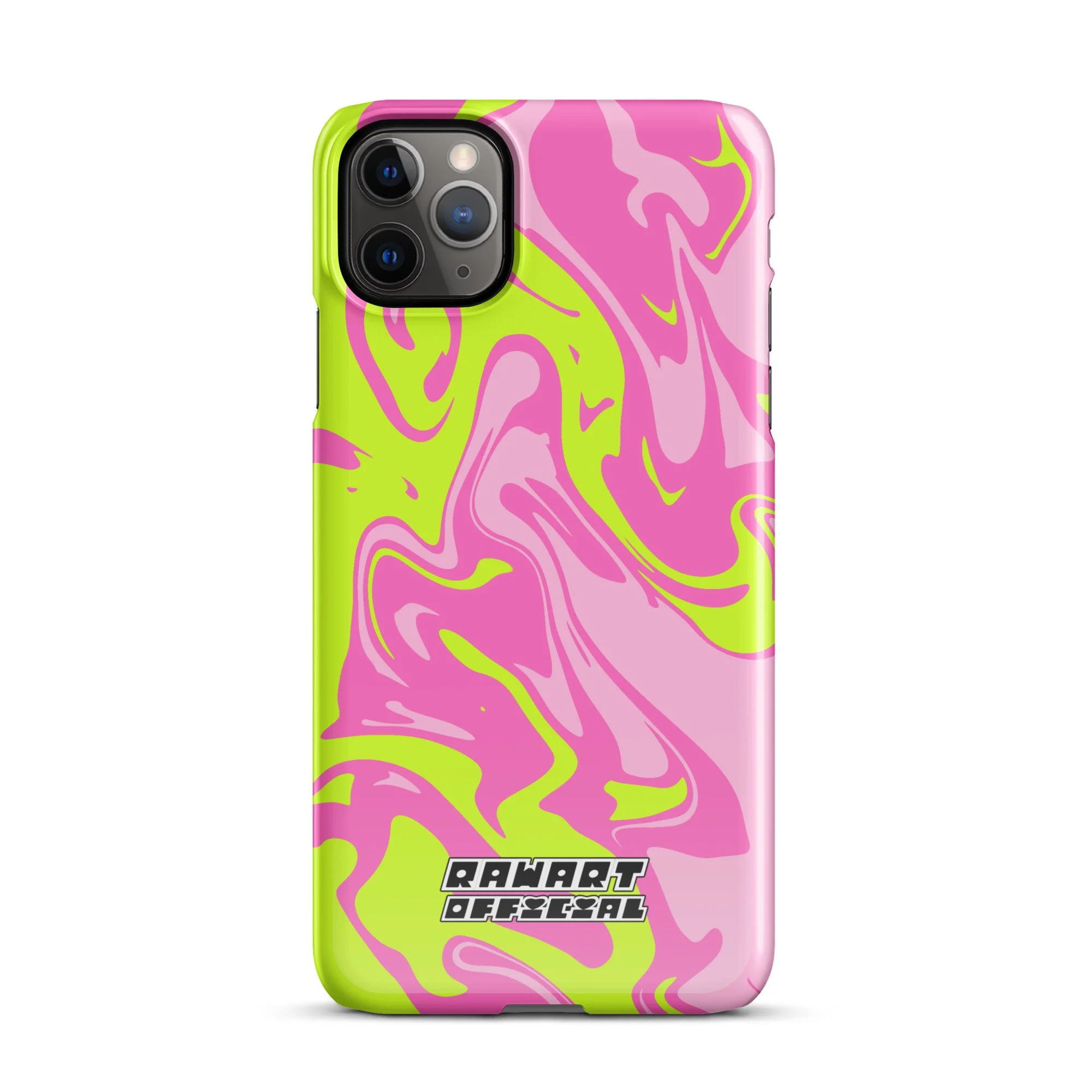 🌈⚡ “Neon Swirl” iPhone® Snap Case │ Pink-Lime Y2K Slime Cover ⚡🌈 - POP ARTIST @RAWARTOFFICIAL