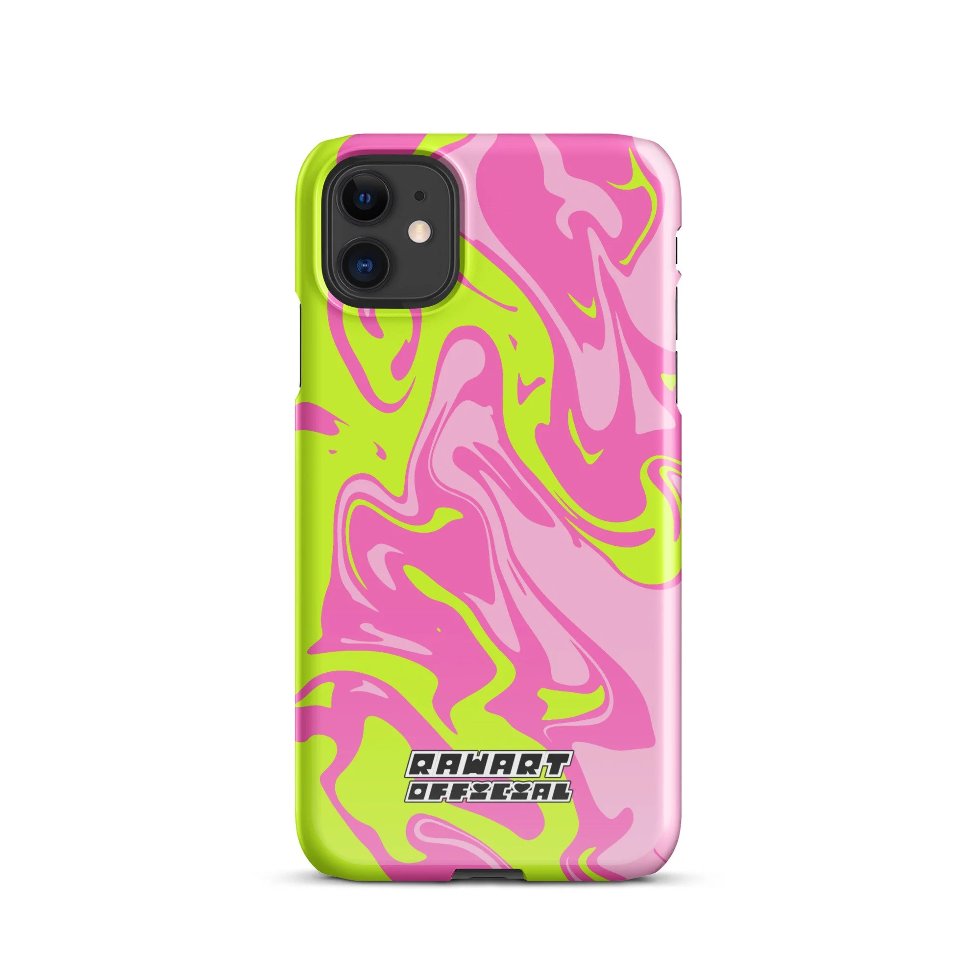 🌈⚡ “Neon Swirl” iPhone® Snap Case │ Pink-Lime Y2K Slime Cover ⚡🌈 - POP ARTIST @RAWARTOFFICIAL