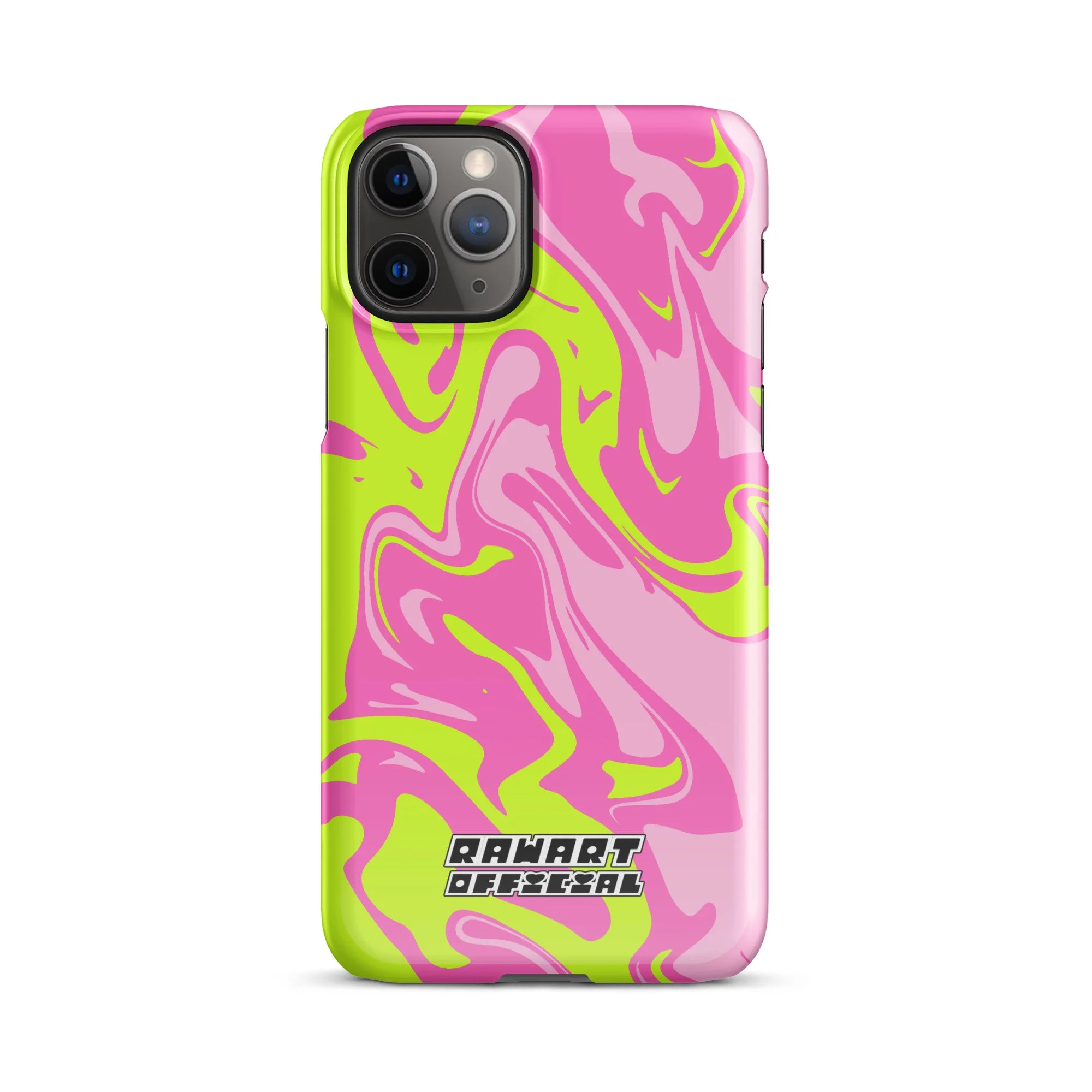 🌈⚡ “Neon Swirl” iPhone® Snap Case │ Pink-Lime Y2K Slime Cover ⚡🌈 - POP ARTIST @RAWARTOFFICIAL