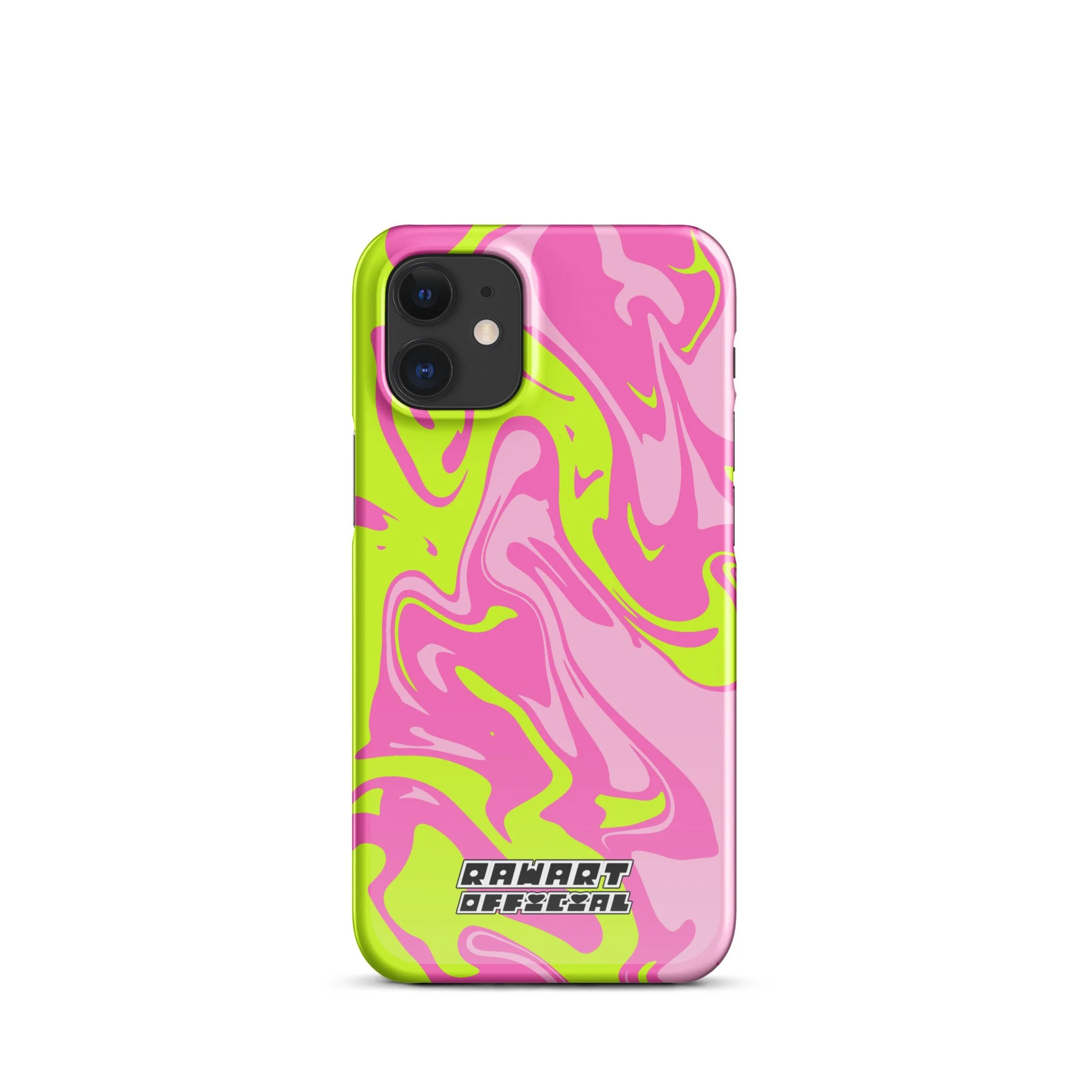 🌈⚡ “Neon Swirl” iPhone® Snap Case │ Pink-Lime Y2K Slime Cover ⚡🌈 - POP ARTIST @RAWARTOFFICIAL