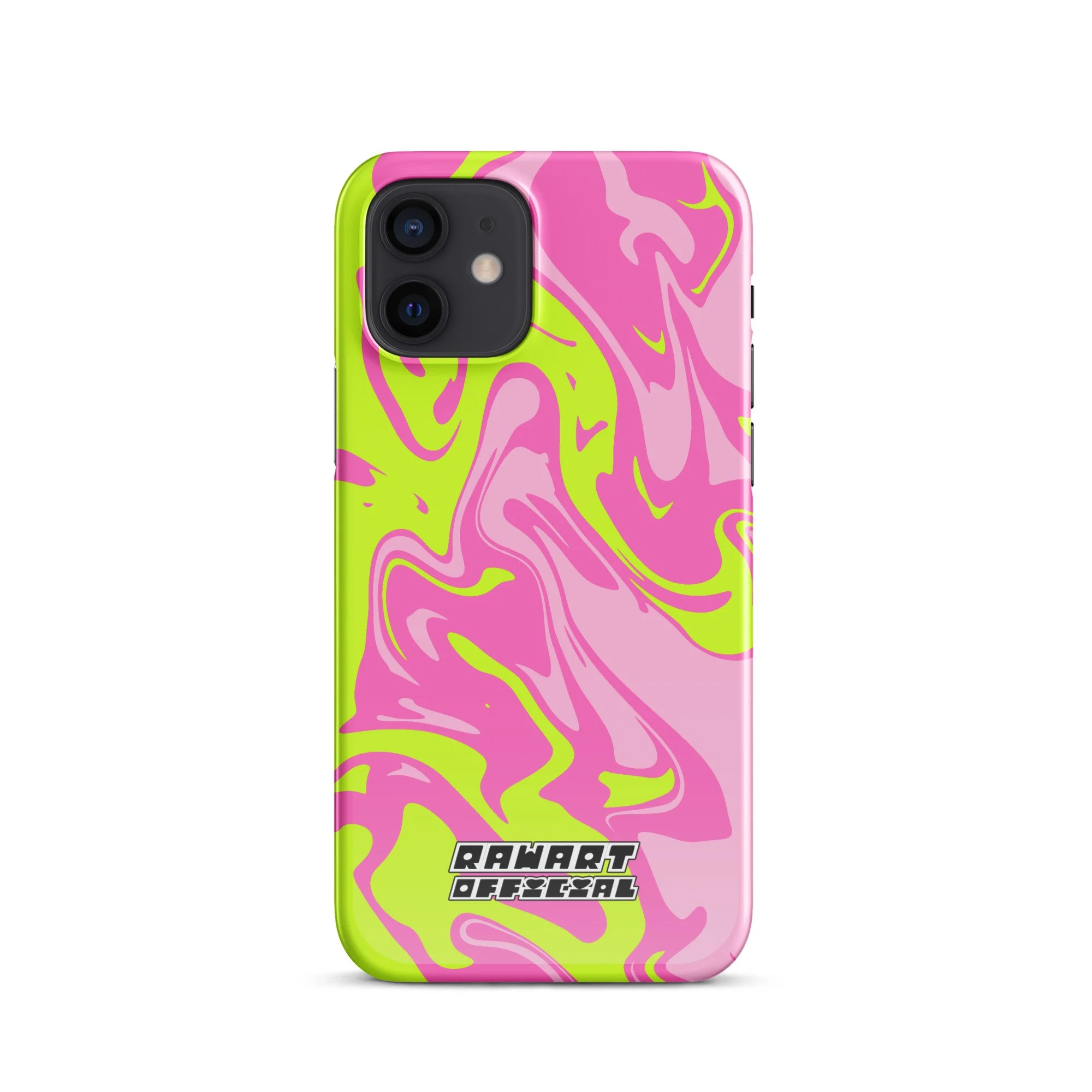 🌈⚡ “Neon Swirl” iPhone® Snap Case │ Pink-Lime Y2K Slime Cover ⚡🌈 - POP ARTIST @RAWARTOFFICIAL