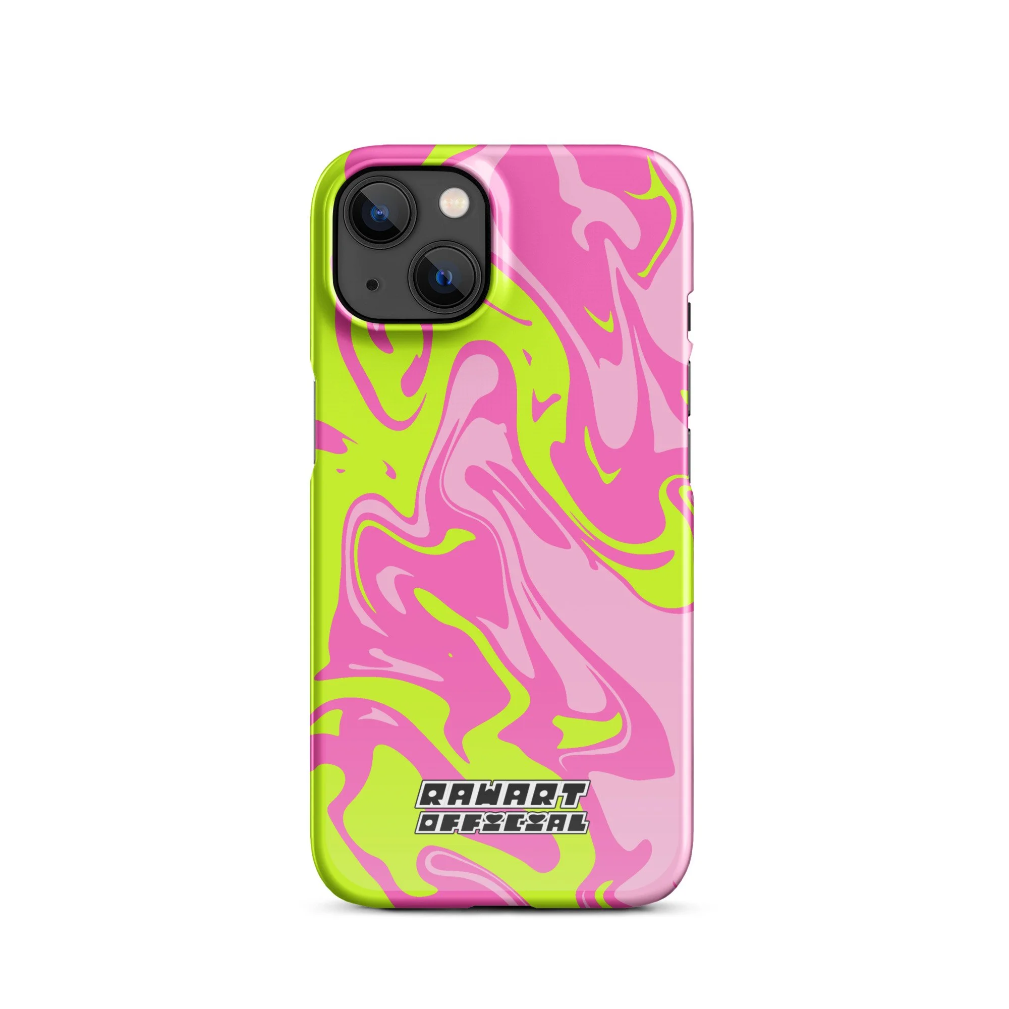 🌈⚡ “Neon Swirl” iPhone® Snap Case │ Pink-Lime Y2K Slime Cover ⚡🌈 - POP ARTIST @RAWARTOFFICIAL
