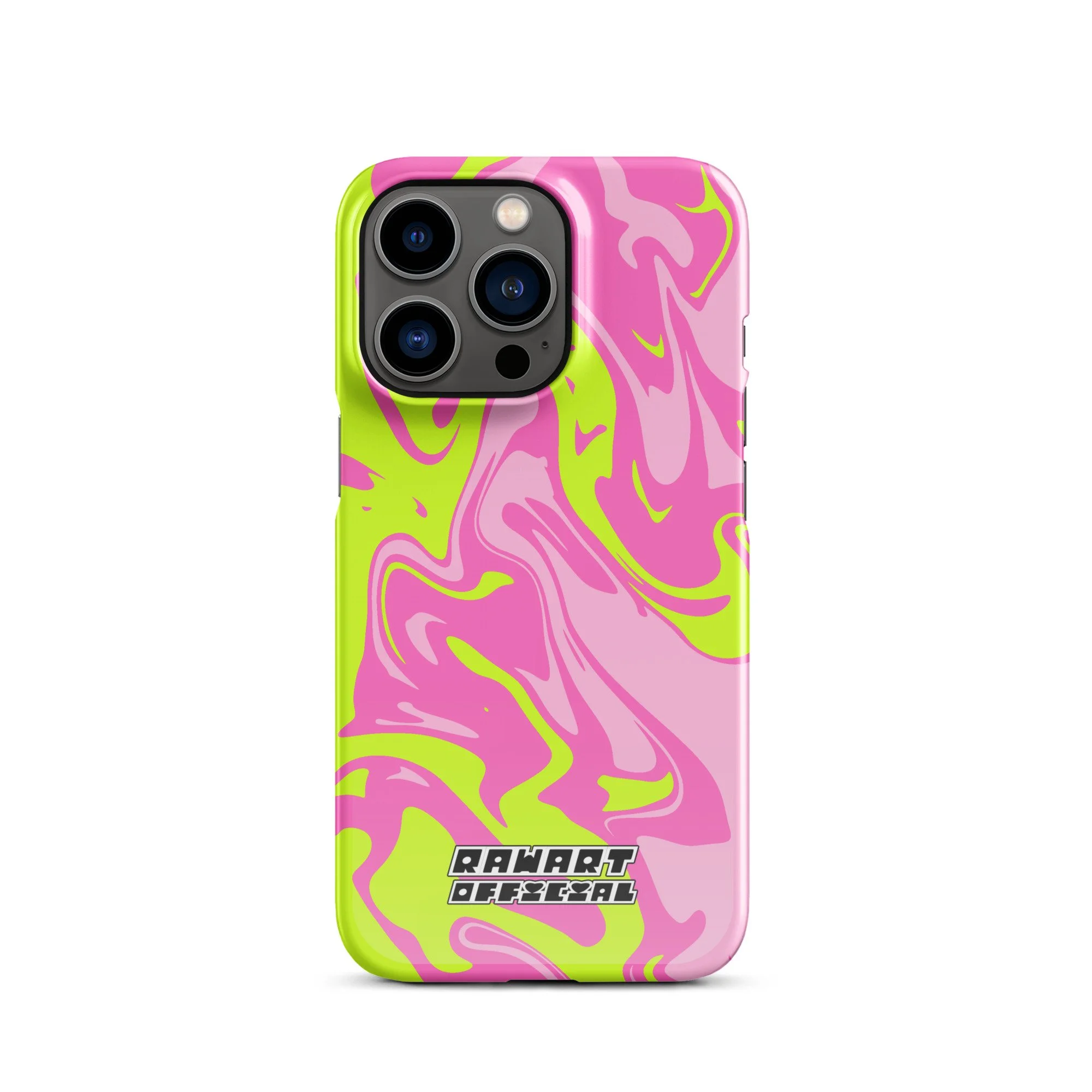 🌈⚡ “Neon Swirl” iPhone® Snap Case │ Pink-Lime Y2K Slime Cover ⚡🌈 - POP ARTIST @RAWARTOFFICIAL