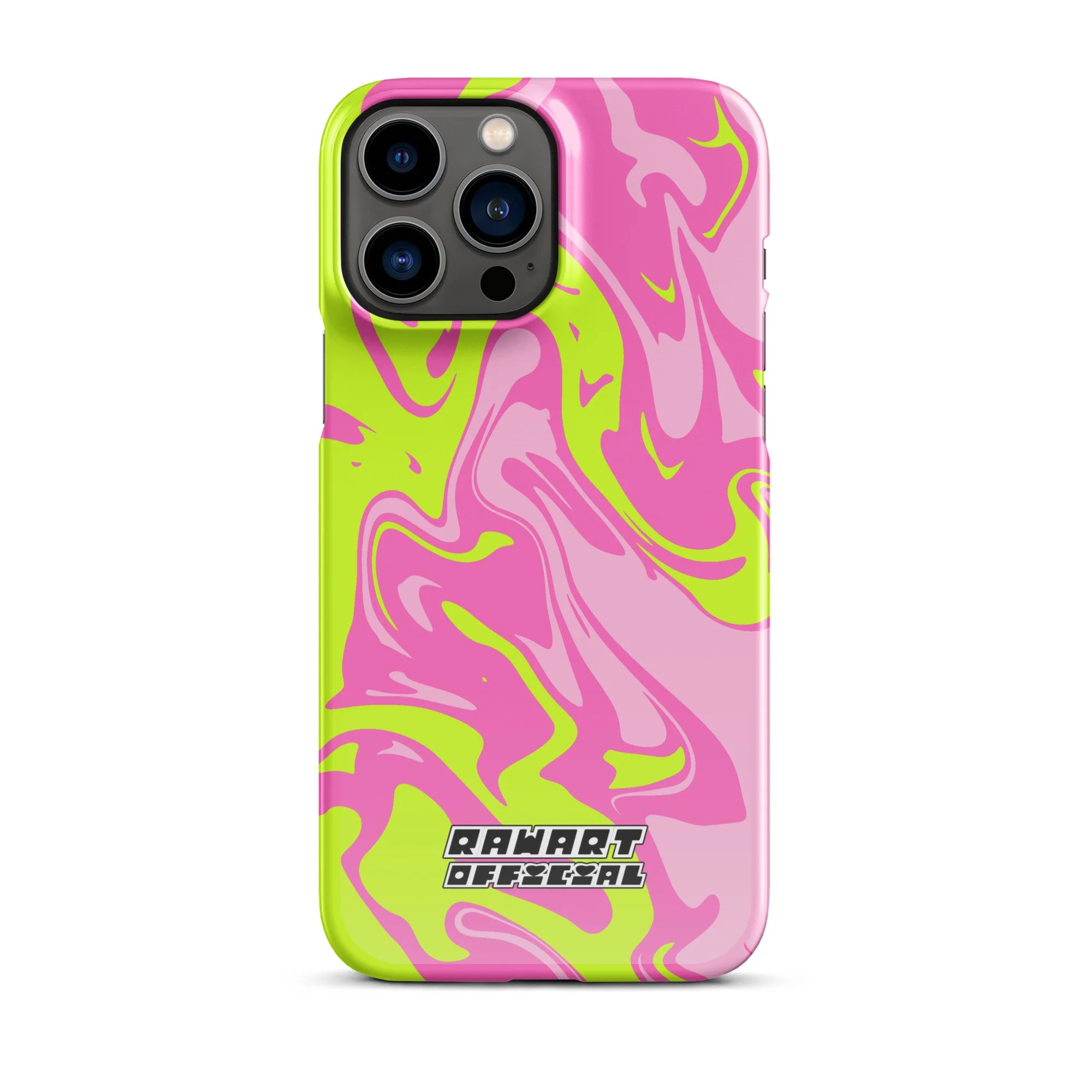 🌈⚡ “Neon Swirl” iPhone® Snap Case │ Pink-Lime Y2K Slime Cover ⚡🌈 - POP ARTIST @RAWARTOFFICIAL