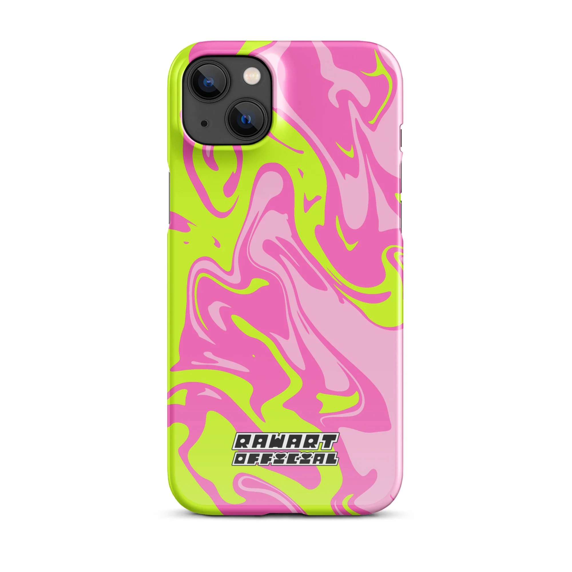 🌈⚡ “Neon Swirl” iPhone® Snap Case │ Pink-Lime Y2K Slime Cover ⚡🌈 - POP ARTIST @RAWARTOFFICIAL