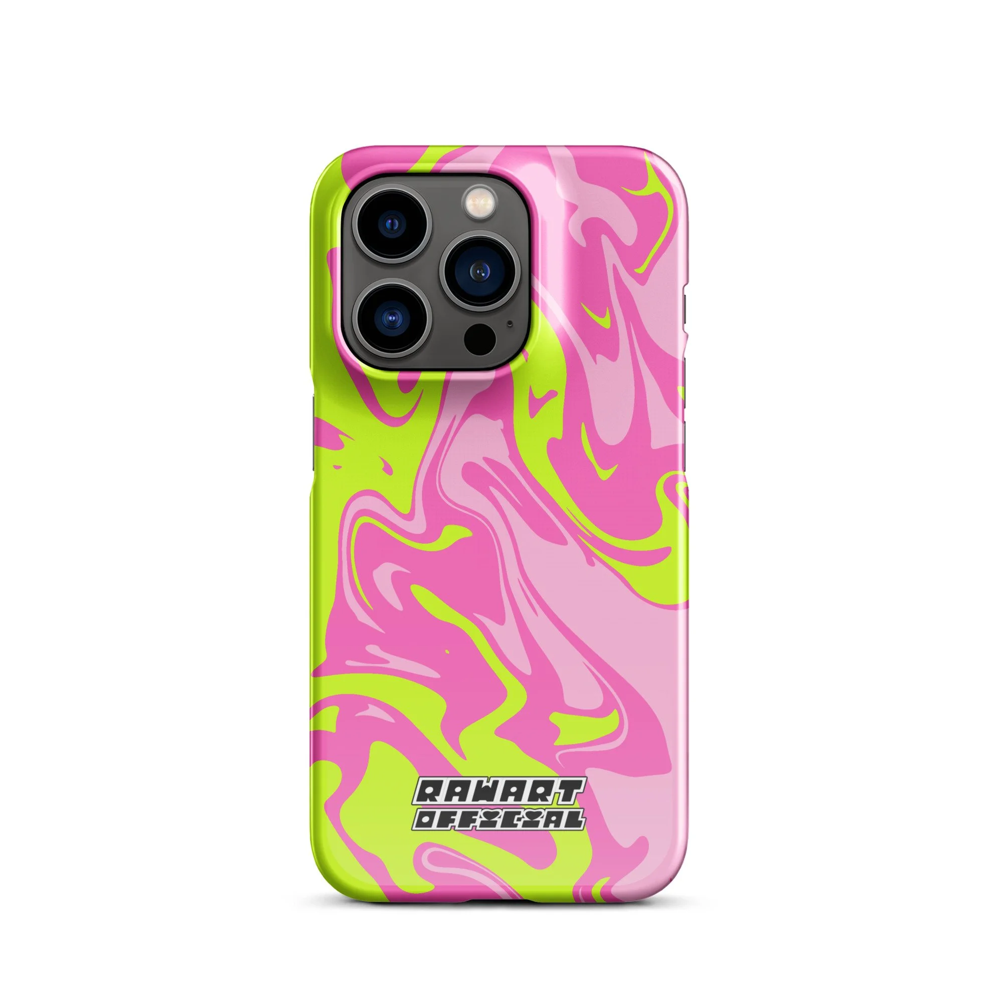 🌈⚡ “Neon Swirl” iPhone® Snap Case │ Pink-Lime Y2K Slime Cover ⚡🌈 - POP ARTIST @RAWARTOFFICIAL