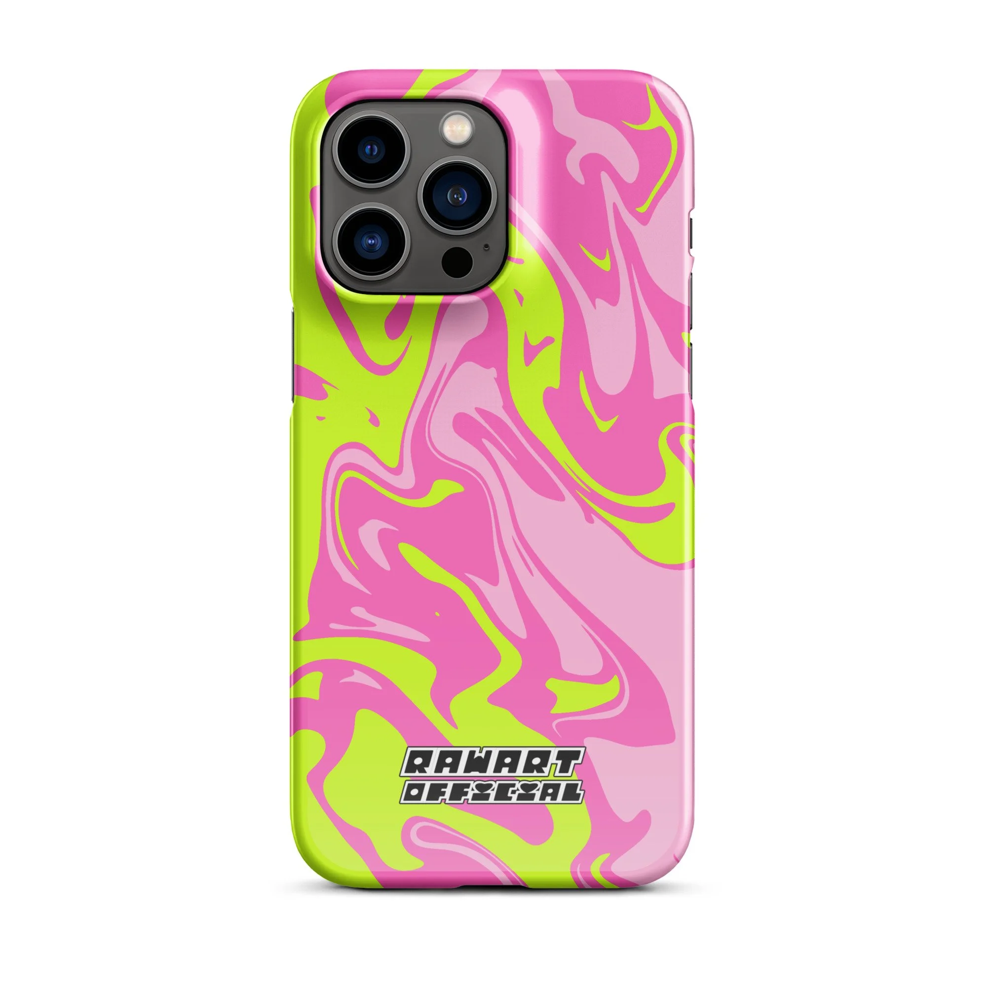🌈⚡ “Neon Swirl” iPhone® Snap Case │ Pink-Lime Y2K Slime Cover ⚡🌈 - POP ARTIST @RAWARTOFFICIAL
