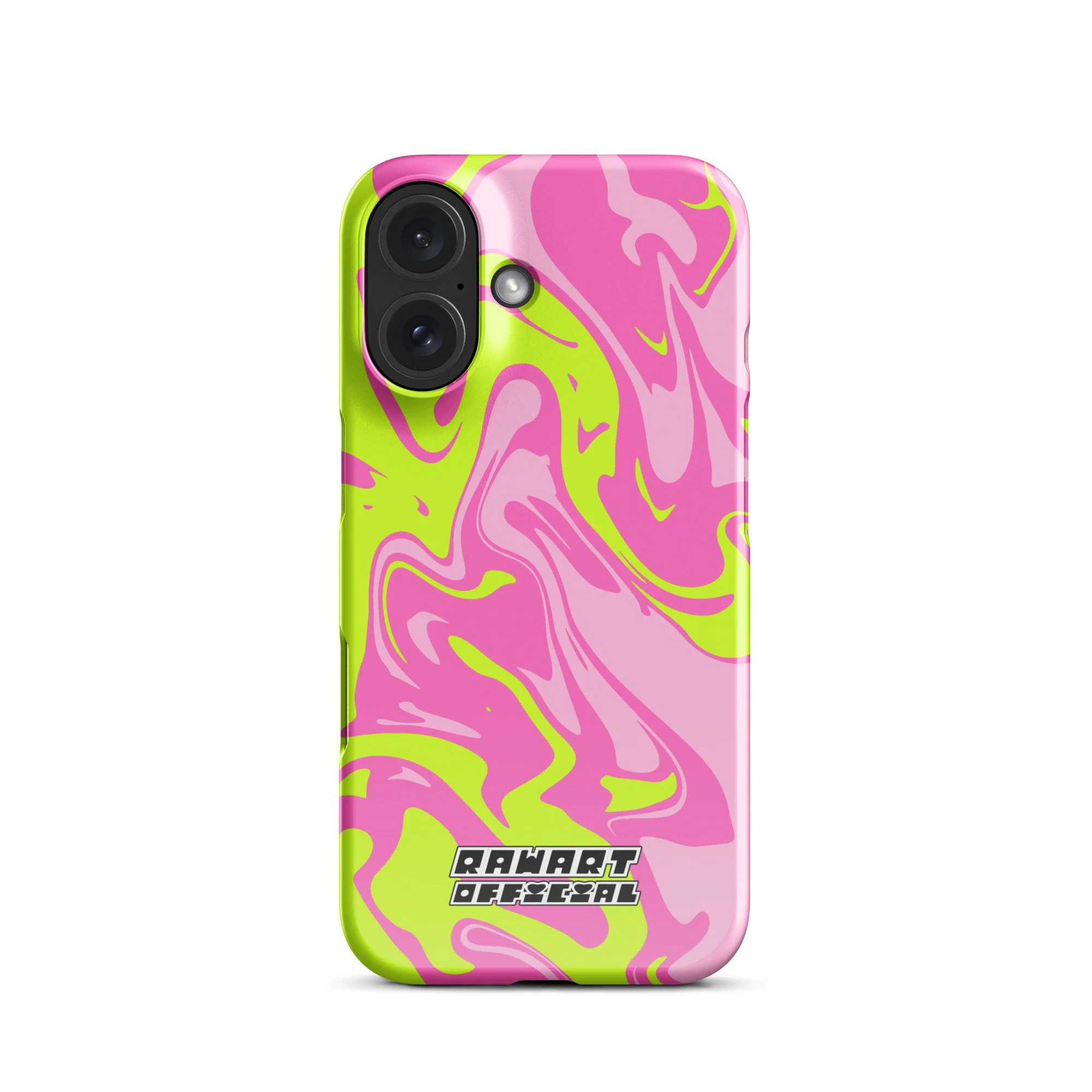 🌈⚡ “Neon Swirl” iPhone® Snap Case │ Pink-Lime Y2K Slime Cover ⚡🌈 - POP ARTIST @RAWARTOFFICIAL