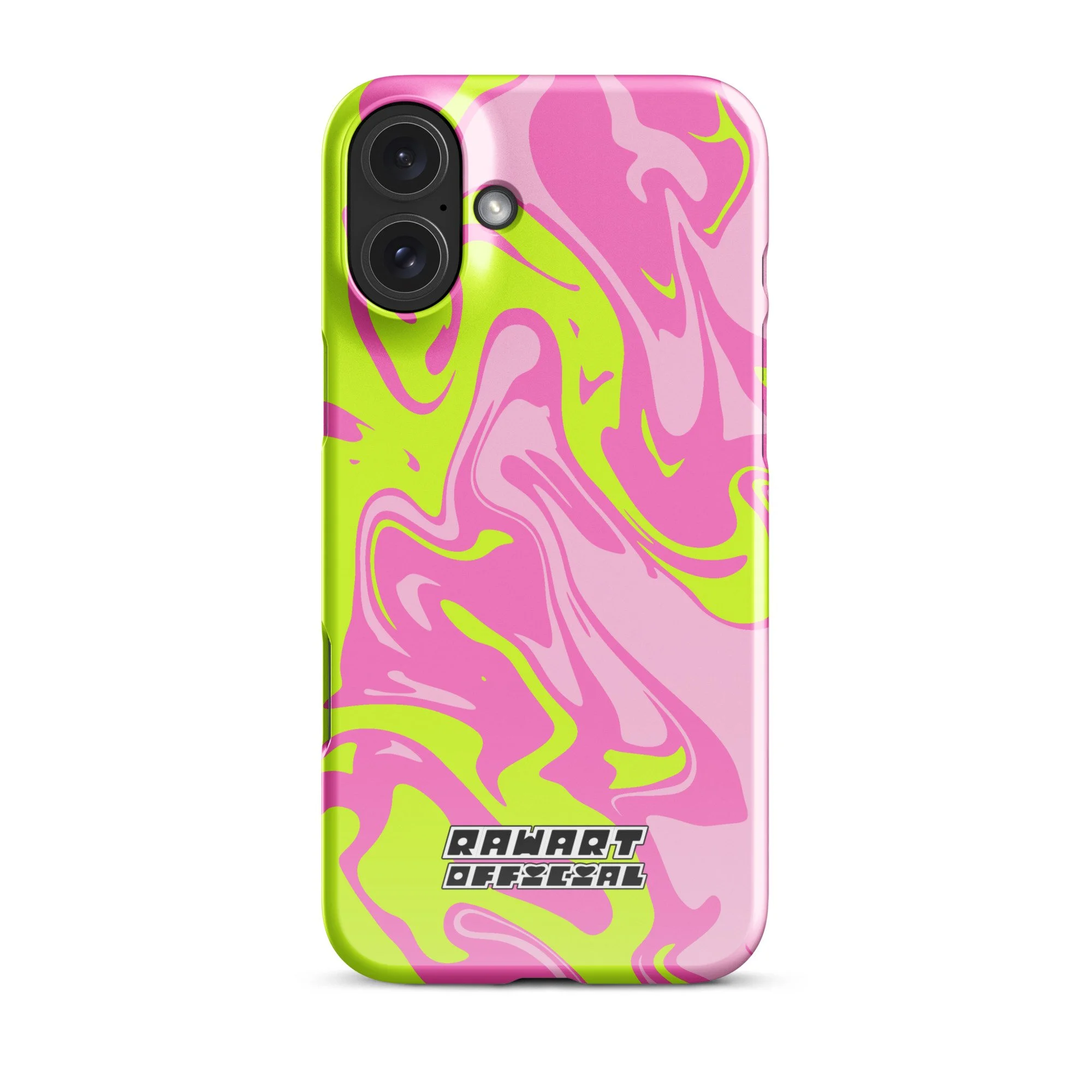 🌈⚡ “Neon Swirl” iPhone® Snap Case │ Pink-Lime Y2K Slime Cover ⚡🌈 - POP ARTIST @RAWARTOFFICIAL