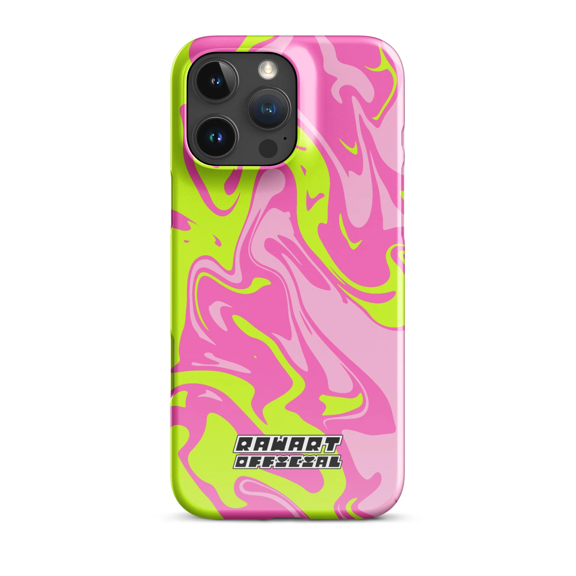🌈⚡ “Neon Swirl” iPhone® Snap Case │ Pink-Lime Y2K Slime Cover ⚡🌈 - POP ARTIST @RAWARTOFFICIAL