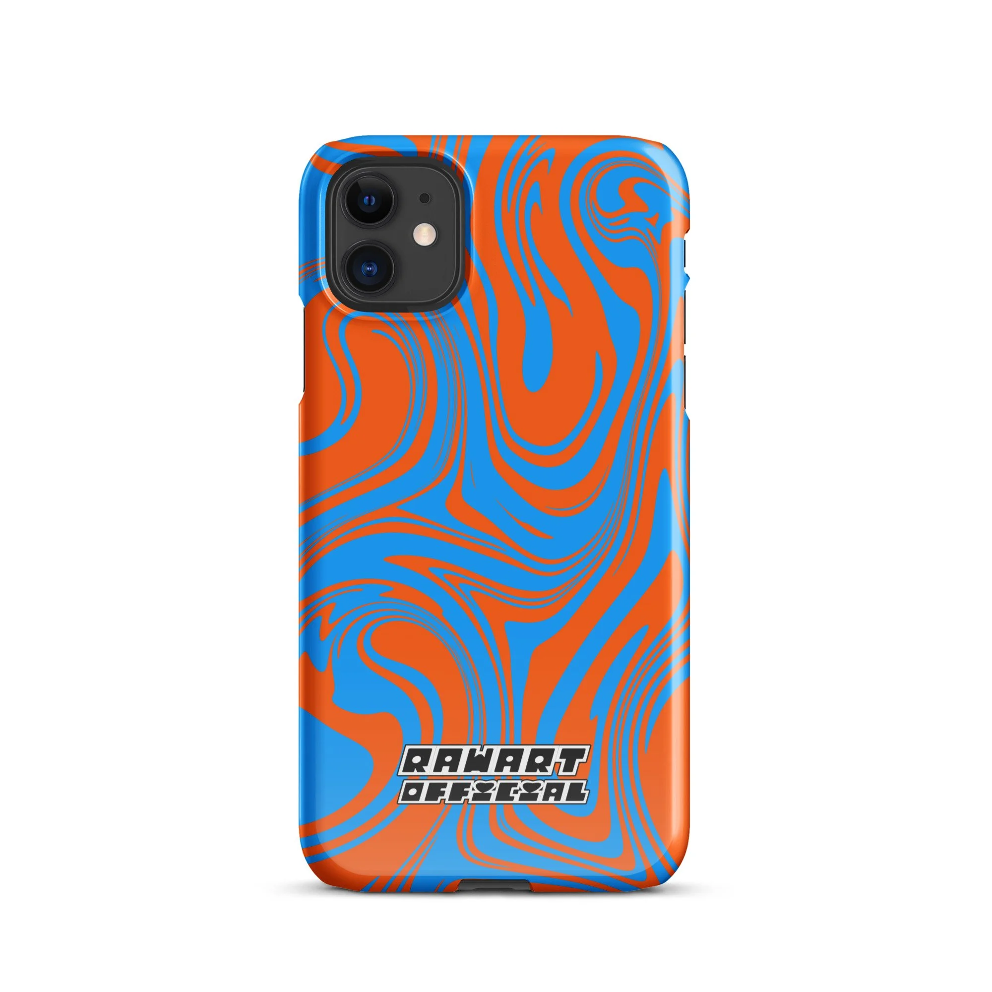 🔥🌊 “Lava-Sea Swirl” iPhone® Snap Case │ Electric Blue & Neon Orange Y2K Marble Cover 🌊🔥 - POP ARTIST @RAWARTOFFICIAL