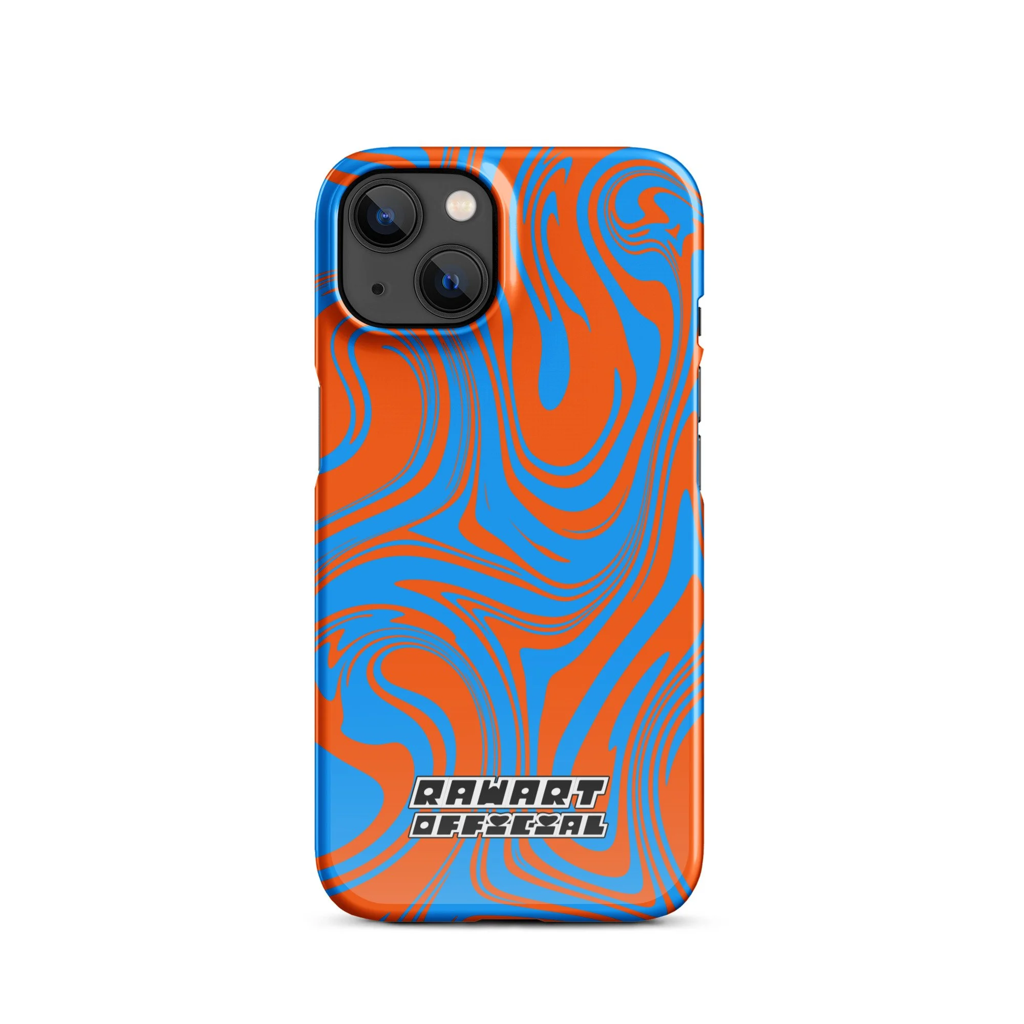 🔥🌊 “Lava-Sea Swirl” iPhone® Snap Case │ Electric Blue & Neon Orange Y2K Marble Cover 🌊🔥 - POP ARTIST @RAWARTOFFICIAL