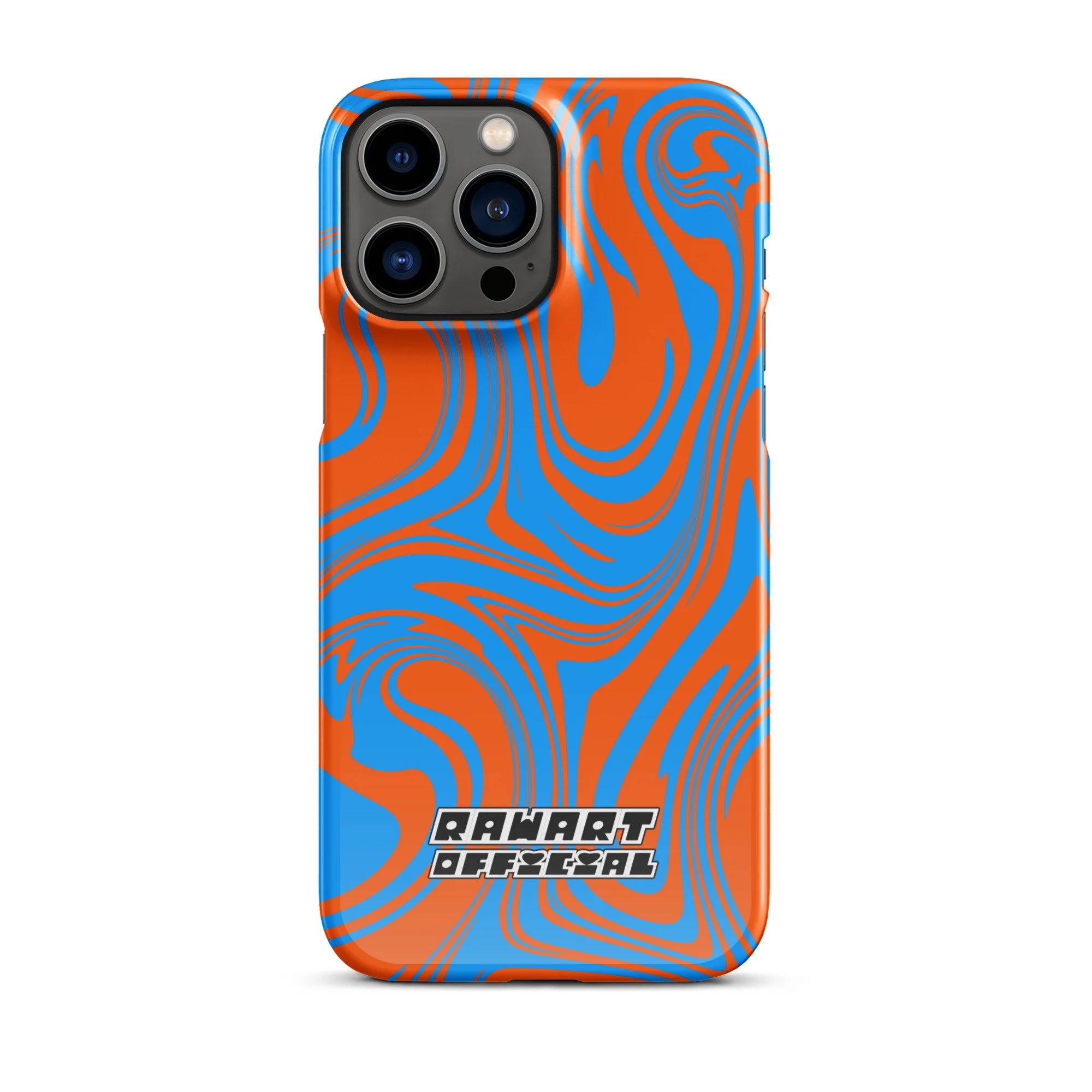 🔥🌊 “Lava-Sea Swirl” iPhone® Snap Case │ Electric Blue & Neon Orange Y2K Marble Cover 🌊🔥 - POP ARTIST @RAWARTOFFICIAL