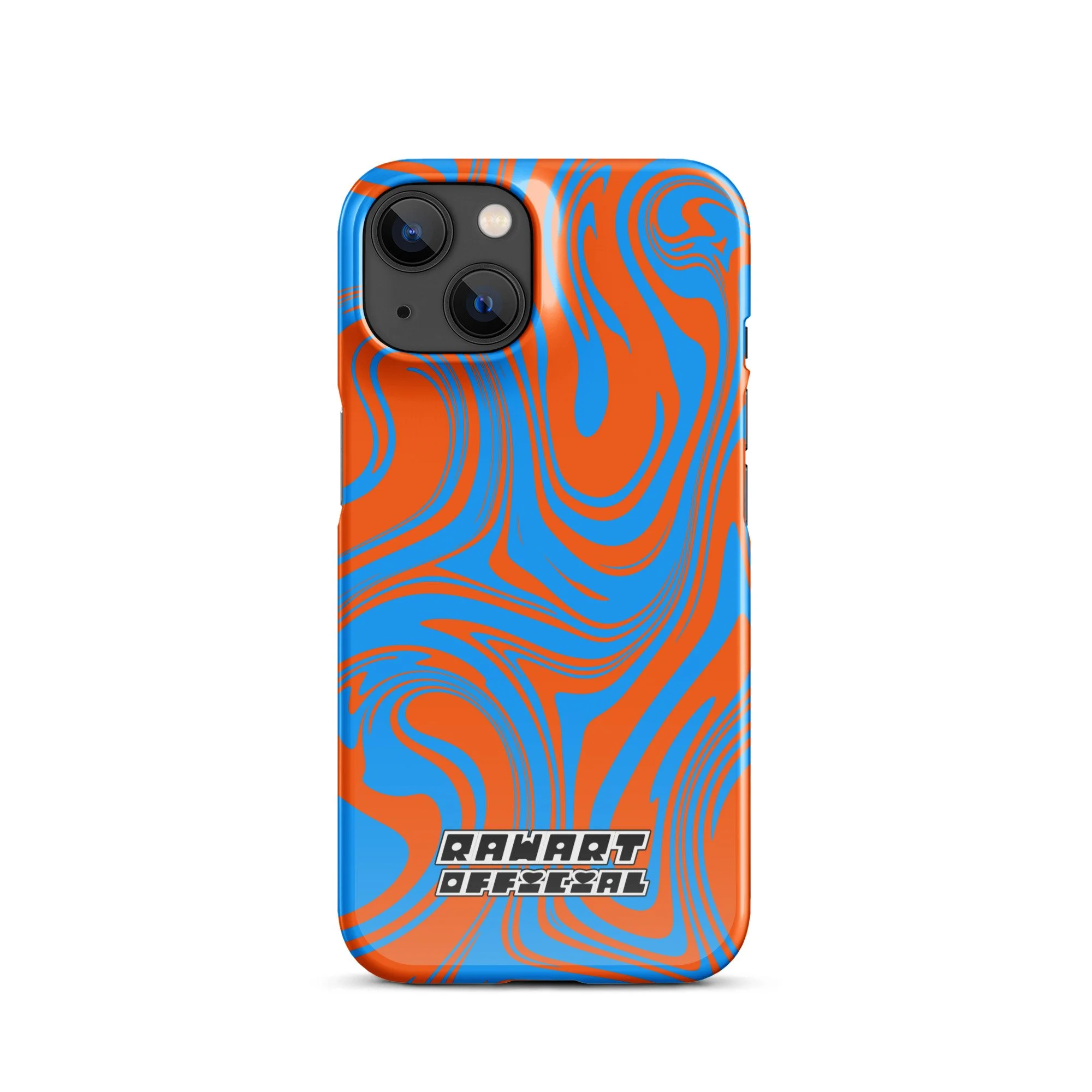 🔥🌊 “Lava-Sea Swirl” iPhone® Snap Case │ Electric Blue & Neon Orange Y2K Marble Cover 🌊🔥 - POP ARTIST @RAWARTOFFICIAL