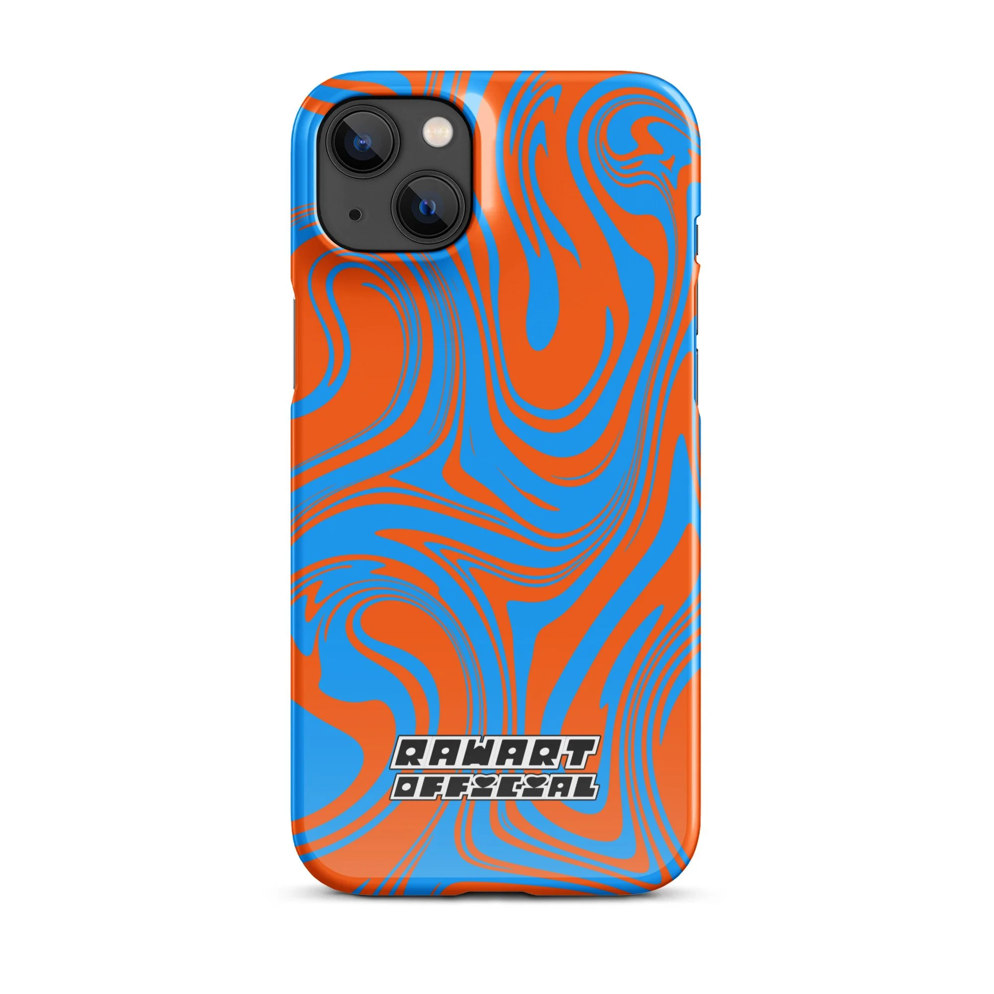 🔥🌊 “Lava-Sea Swirl” iPhone® Snap Case │ Electric Blue & Neon Orange Y2K Marble Cover 🌊🔥 - POP ARTIST @RAWARTOFFICIAL