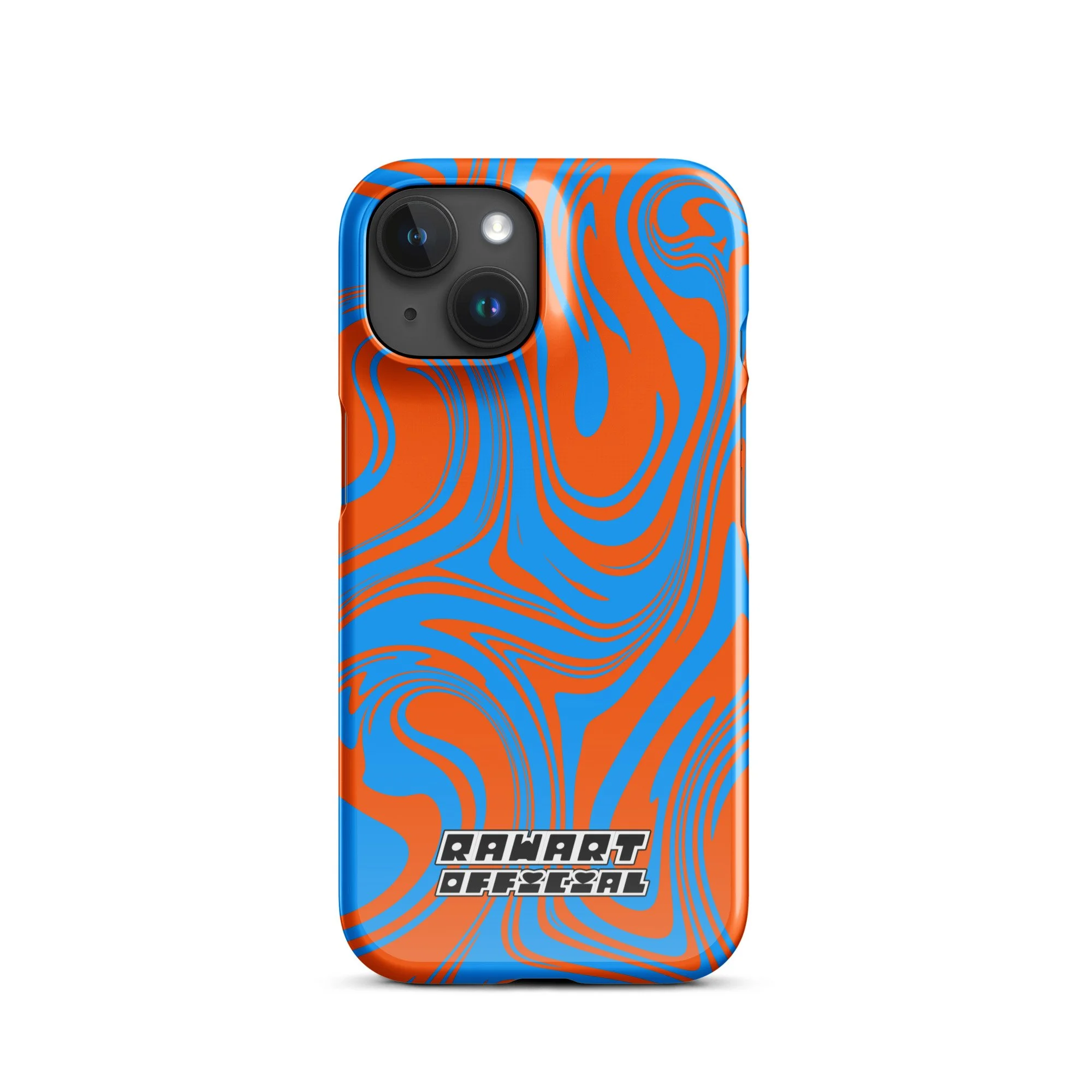 🔥🌊 “Lava-Sea Swirl” iPhone® Snap Case │ Electric Blue & Neon Orange Y2K Marble Cover 🌊🔥 - POP ARTIST @RAWARTOFFICIAL