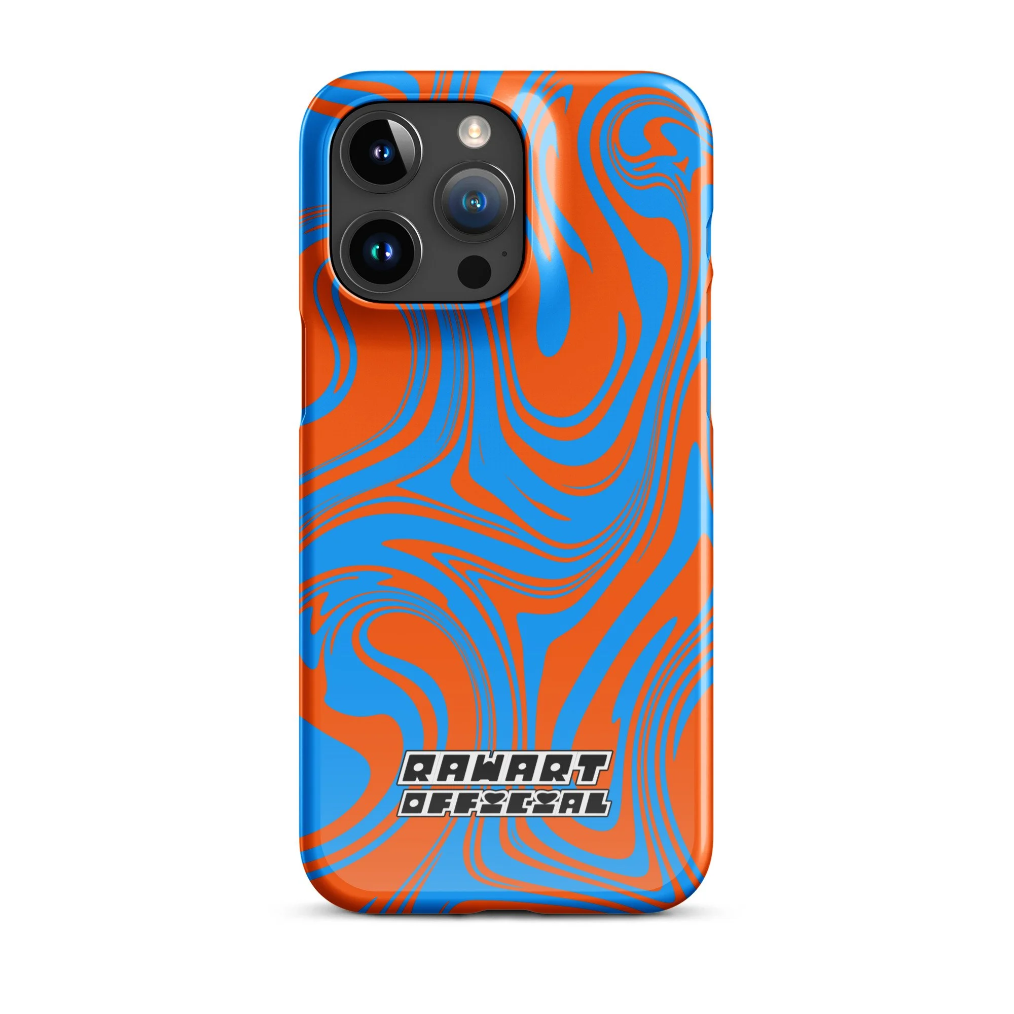 🔥🌊 “Lava-Sea Swirl” iPhone® Snap Case │ Electric Blue & Neon Orange Y2K Marble Cover 🌊🔥 - POP ARTIST @RAWARTOFFICIAL