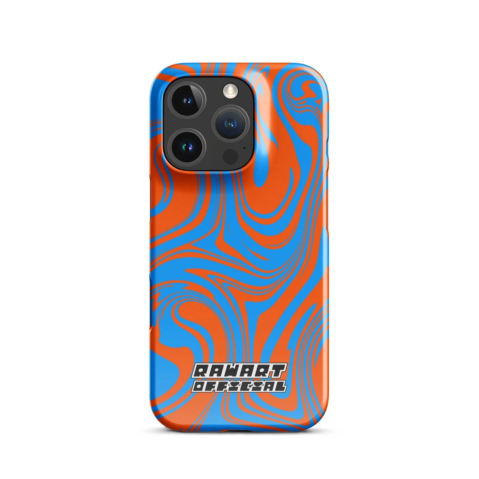 🔥🌊 “Lava-Sea Swirl” iPhone® Snap Case │ Electric Blue & Neon Orange Y2K Marble Cover 🌊🔥 - POP ARTIST @RAWARTOFFICIAL