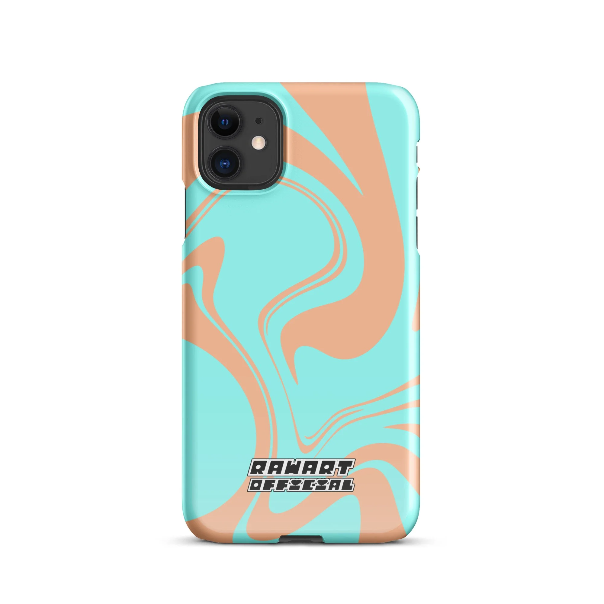 🌅💖 “Sunset Wave” iPhone® Snap Case │ Peach-&-Aqua Y2K Swirl Cover 💖🌅 - POP ARTIST @RAWARTOFFICIAL
