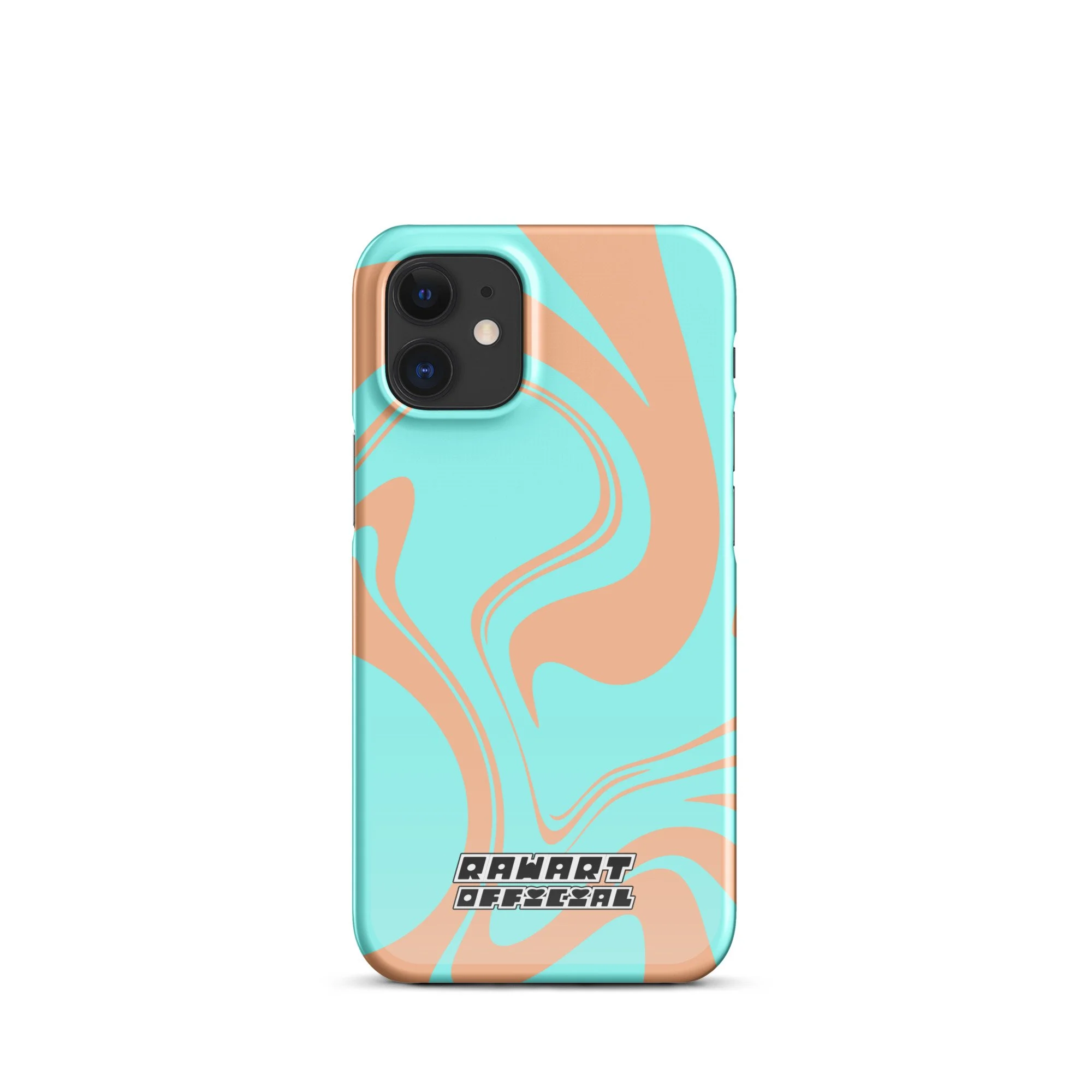 🌅💖 “Sunset Wave” iPhone® Snap Case │ Peach-&-Aqua Y2K Swirl Cover 💖🌅 - POP ARTIST @RAWARTOFFICIAL