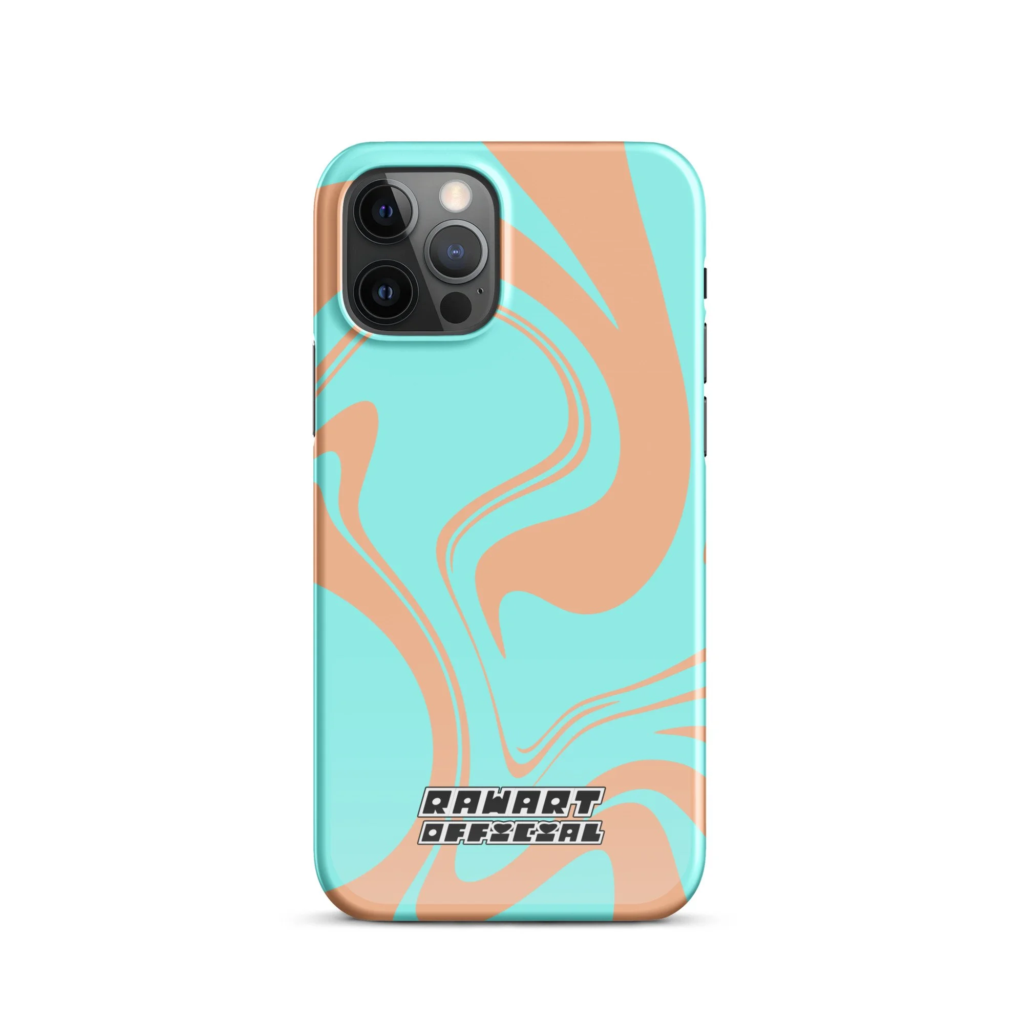 🌅💖 “Sunset Wave” iPhone® Snap Case │ Peach-&-Aqua Y2K Swirl Cover 💖🌅 - POP ARTIST @RAWARTOFFICIAL