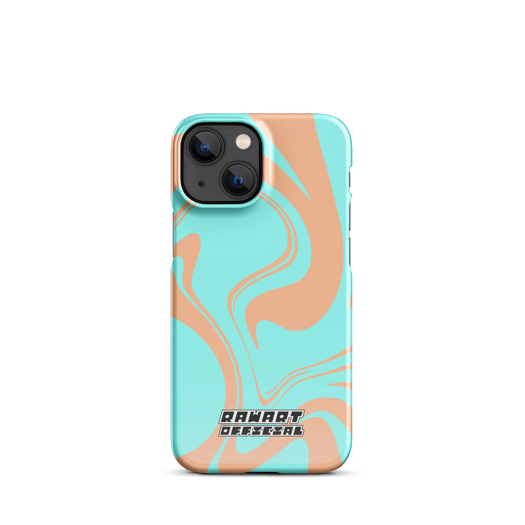 🌅💖 “Sunset Wave” iPhone® Snap Case │ Peach-&-Aqua Y2K Swirl Cover 💖🌅 - POP ARTIST @RAWARTOFFICIAL