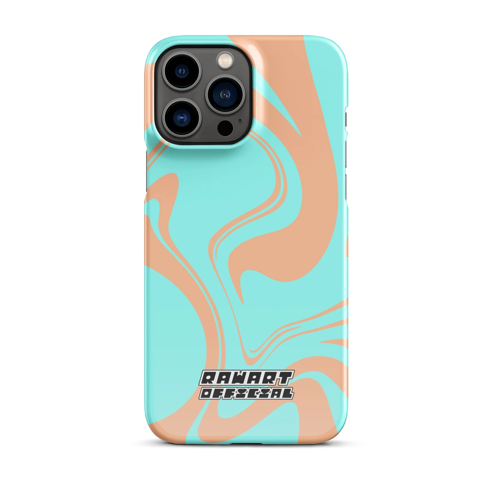 🌅💖 “Sunset Wave” iPhone® Snap Case │ Peach-&-Aqua Y2K Swirl Cover 💖🌅 - POP ARTIST @RAWARTOFFICIAL
