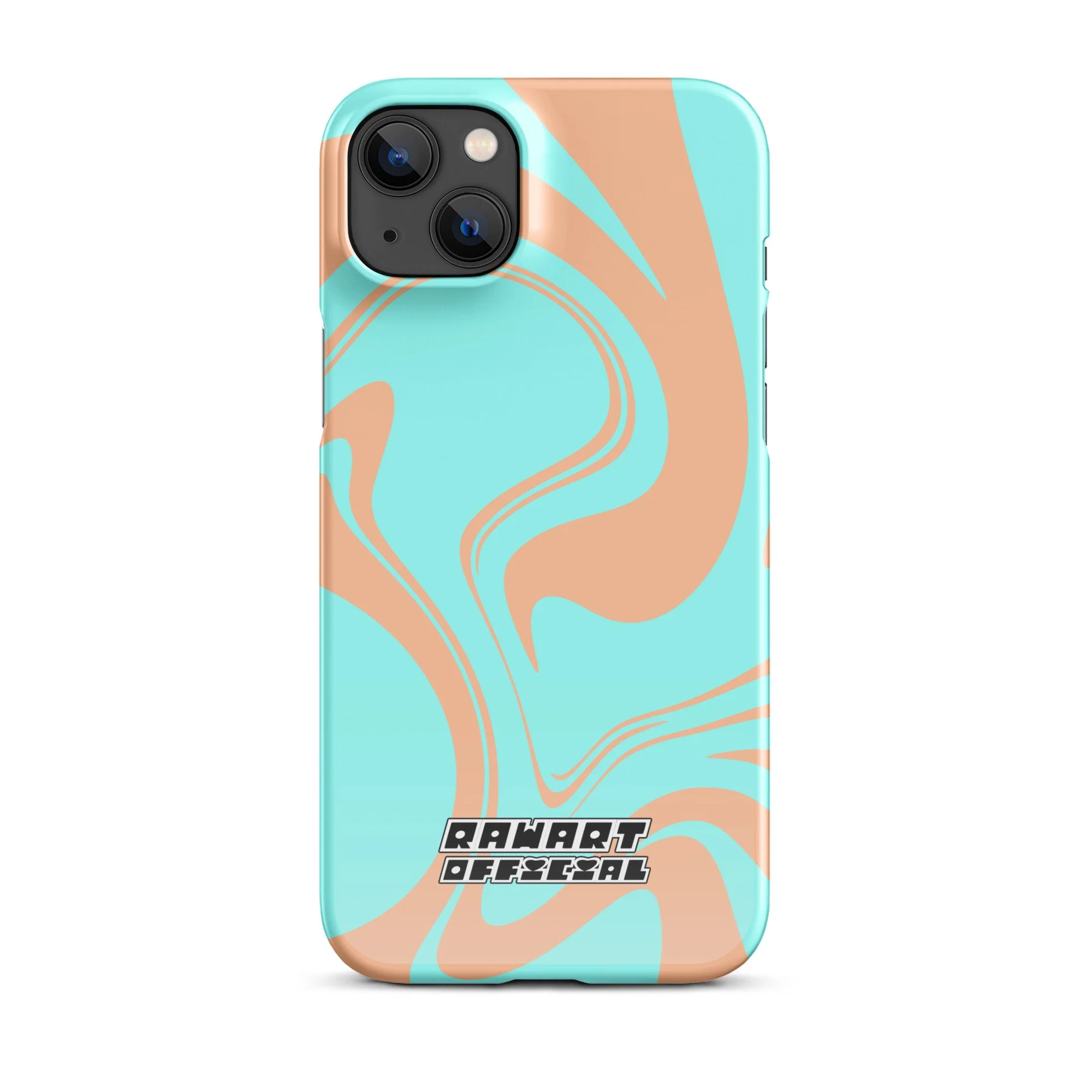 🌅💖 “Sunset Wave” iPhone® Snap Case │ Peach-&-Aqua Y2K Swirl Cover 💖🌅 - POP ARTIST @RAWARTOFFICIAL