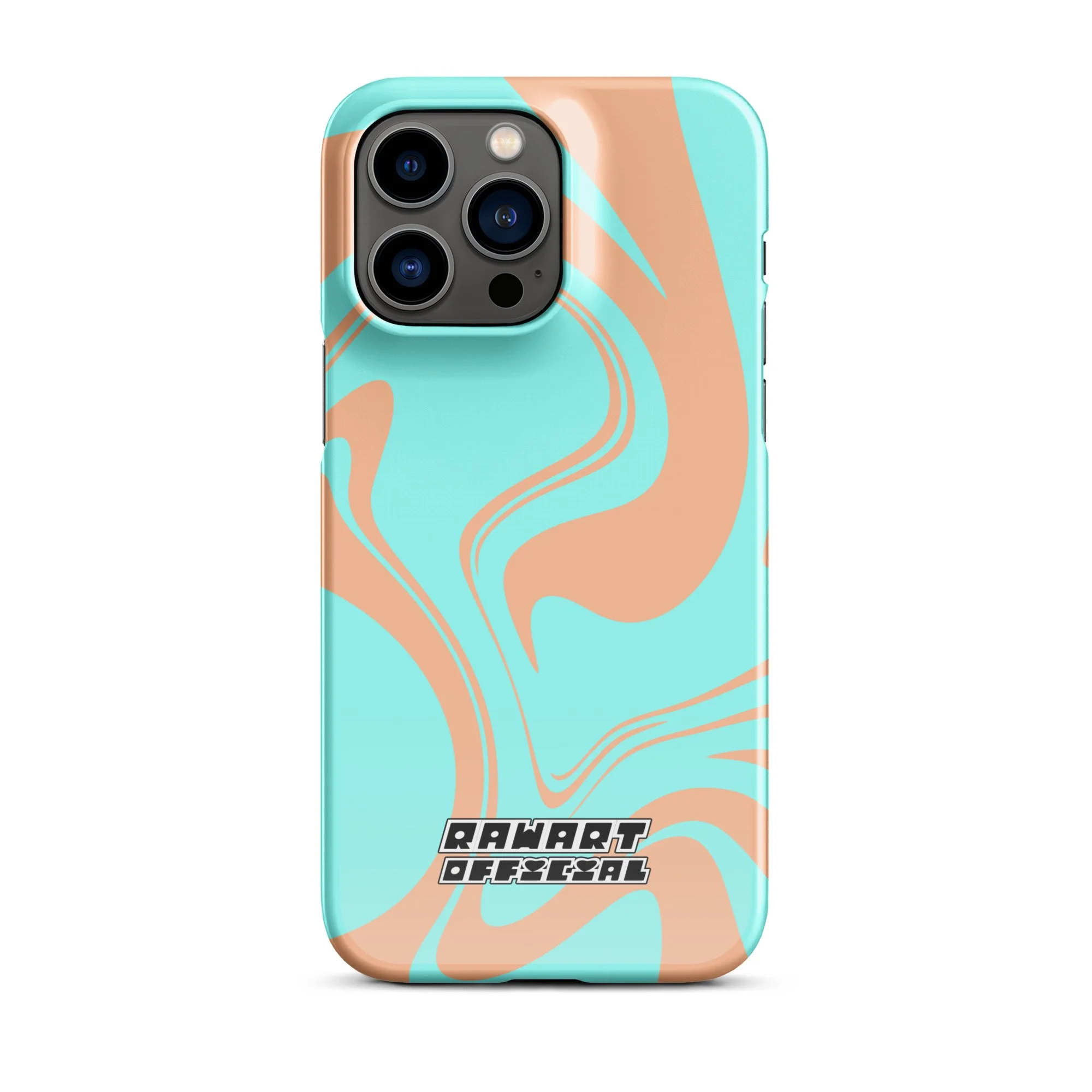 🌅💖 “Sunset Wave” iPhone® Snap Case │ Peach-&-Aqua Y2K Swirl Cover 💖🌅 - POP ARTIST @RAWARTOFFICIAL