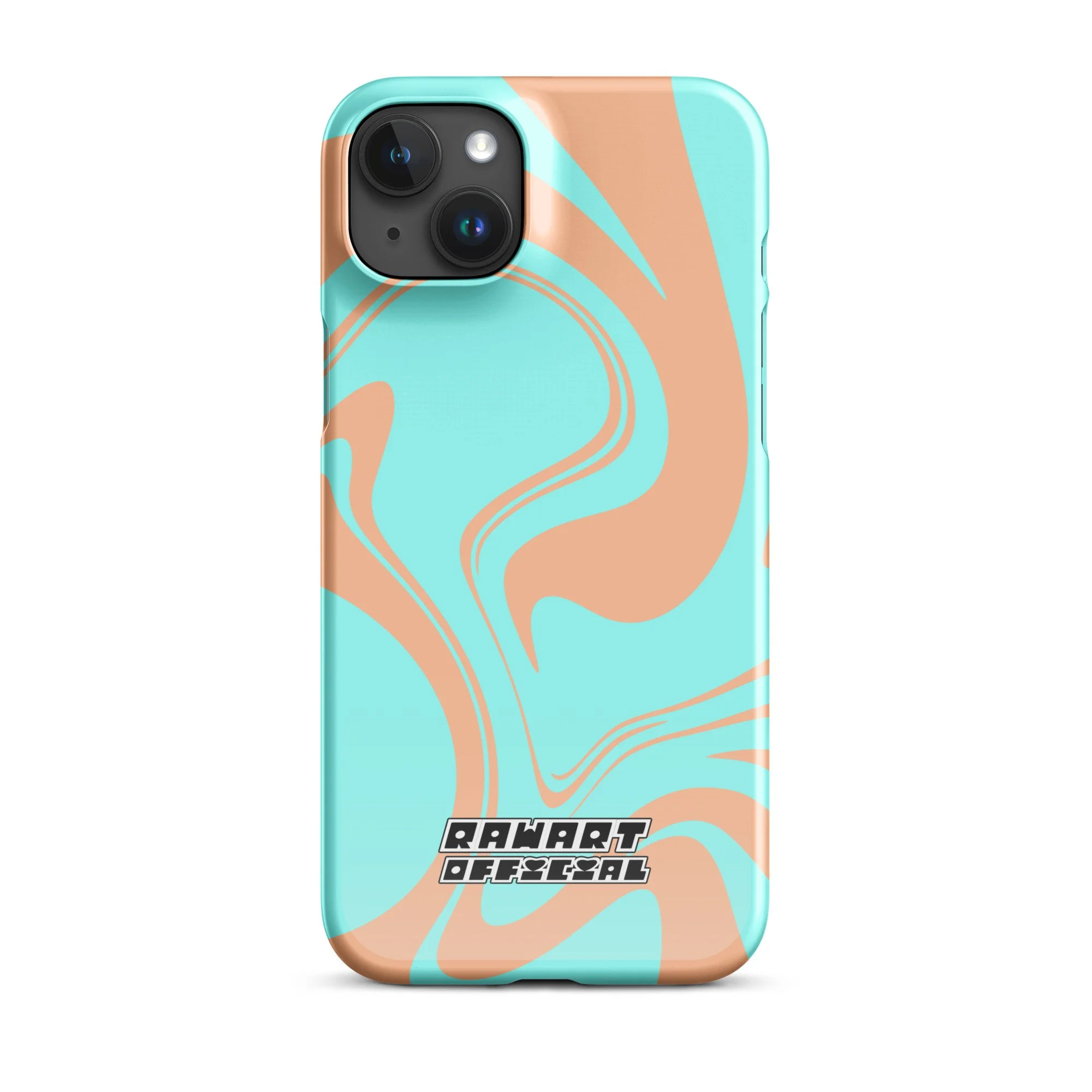 🌅💖 “Sunset Wave” iPhone® Snap Case │ Peach-&-Aqua Y2K Swirl Cover 💖🌅 - POP ARTIST @RAWARTOFFICIAL